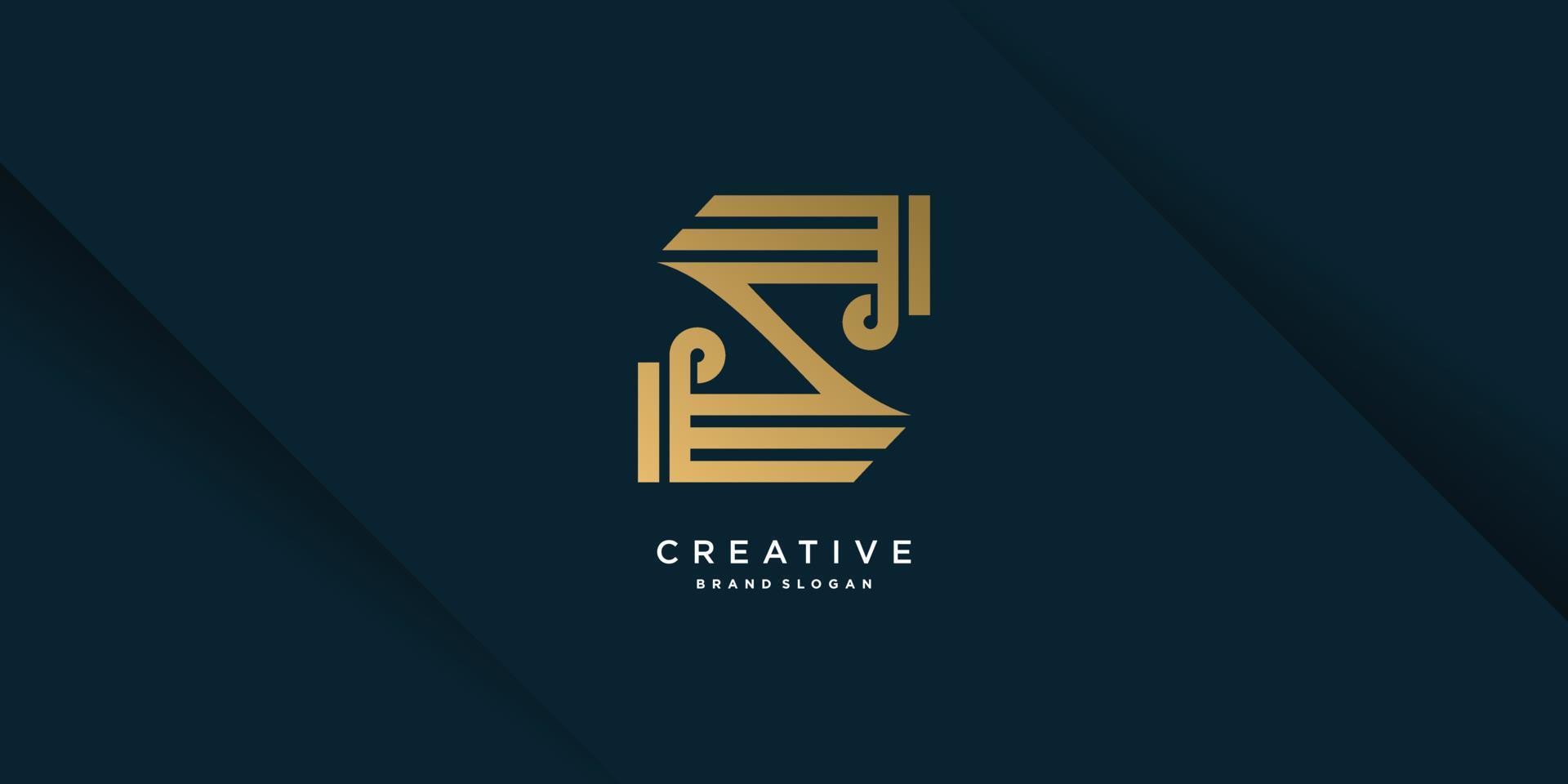 logotipo de la letra z con un concepto dorado único y creativo para la parte 3 inicial o de la empresa vector