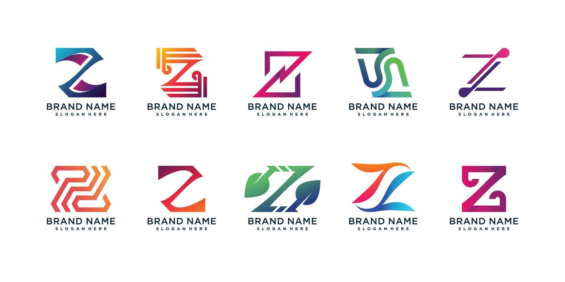 Set of letter Z logo collection with creative and unique concept Premium Vector