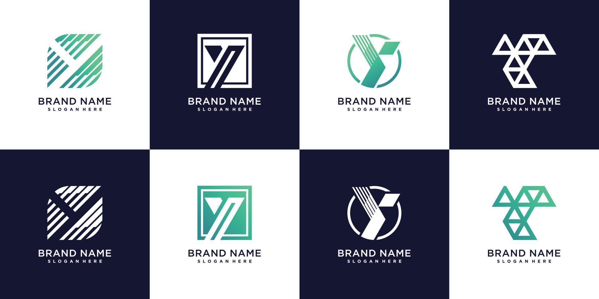 conjunto de colección de logotipos y con vector premium de concepto creativo moderno