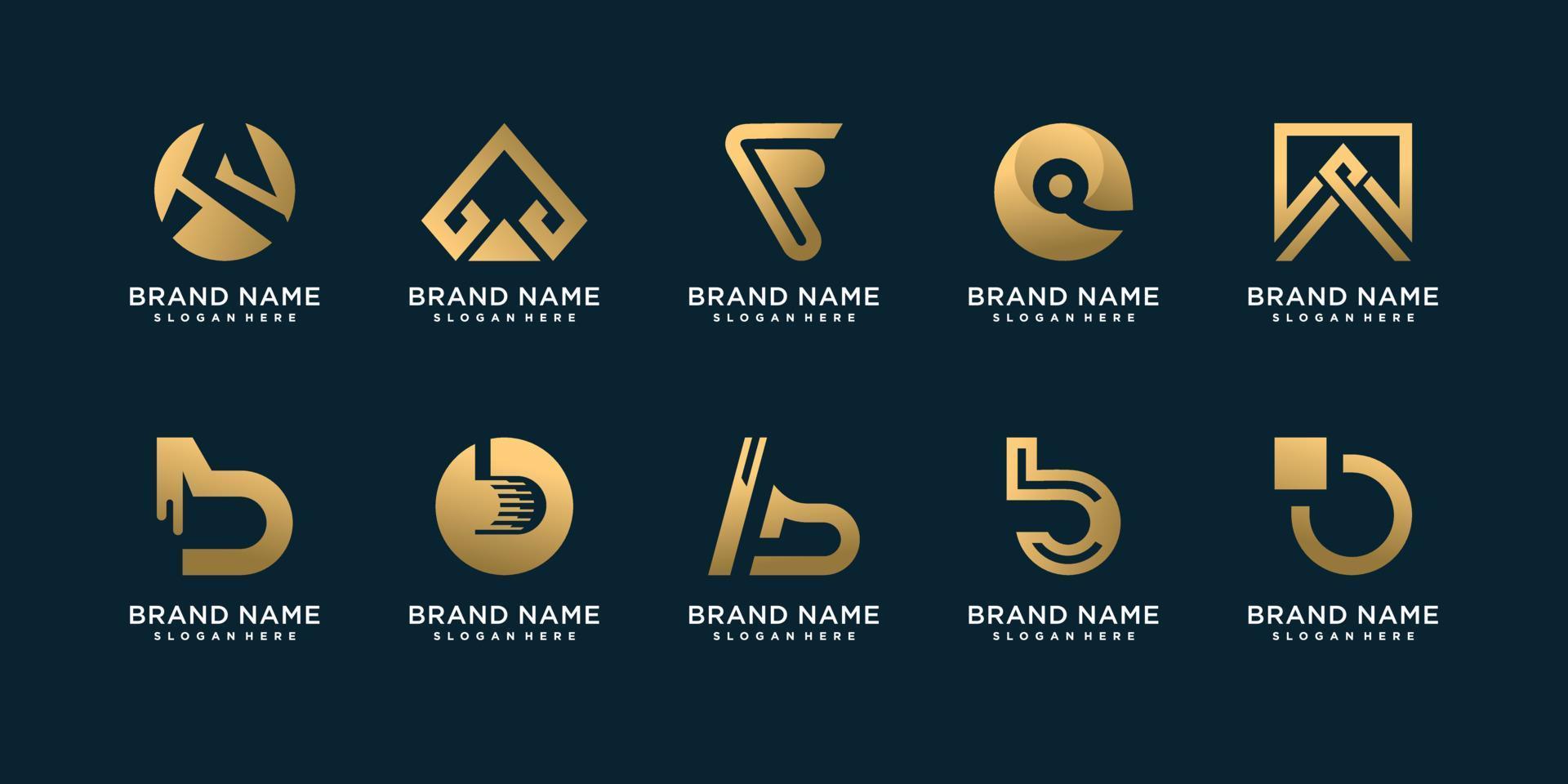 conjunto de colección de logotipos de letras a y b con vector premium de concepto creativo