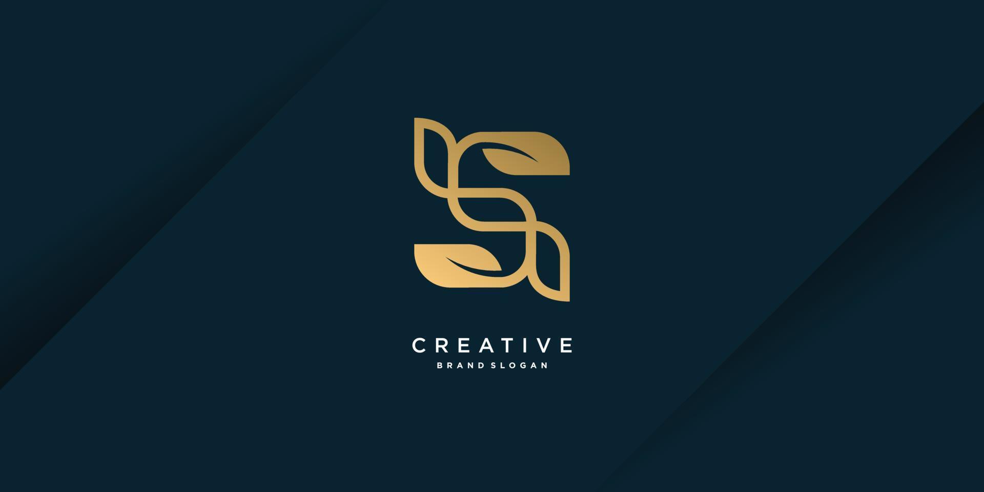Letter S logo with modern unique golden concept for initial or company Part 17 vector