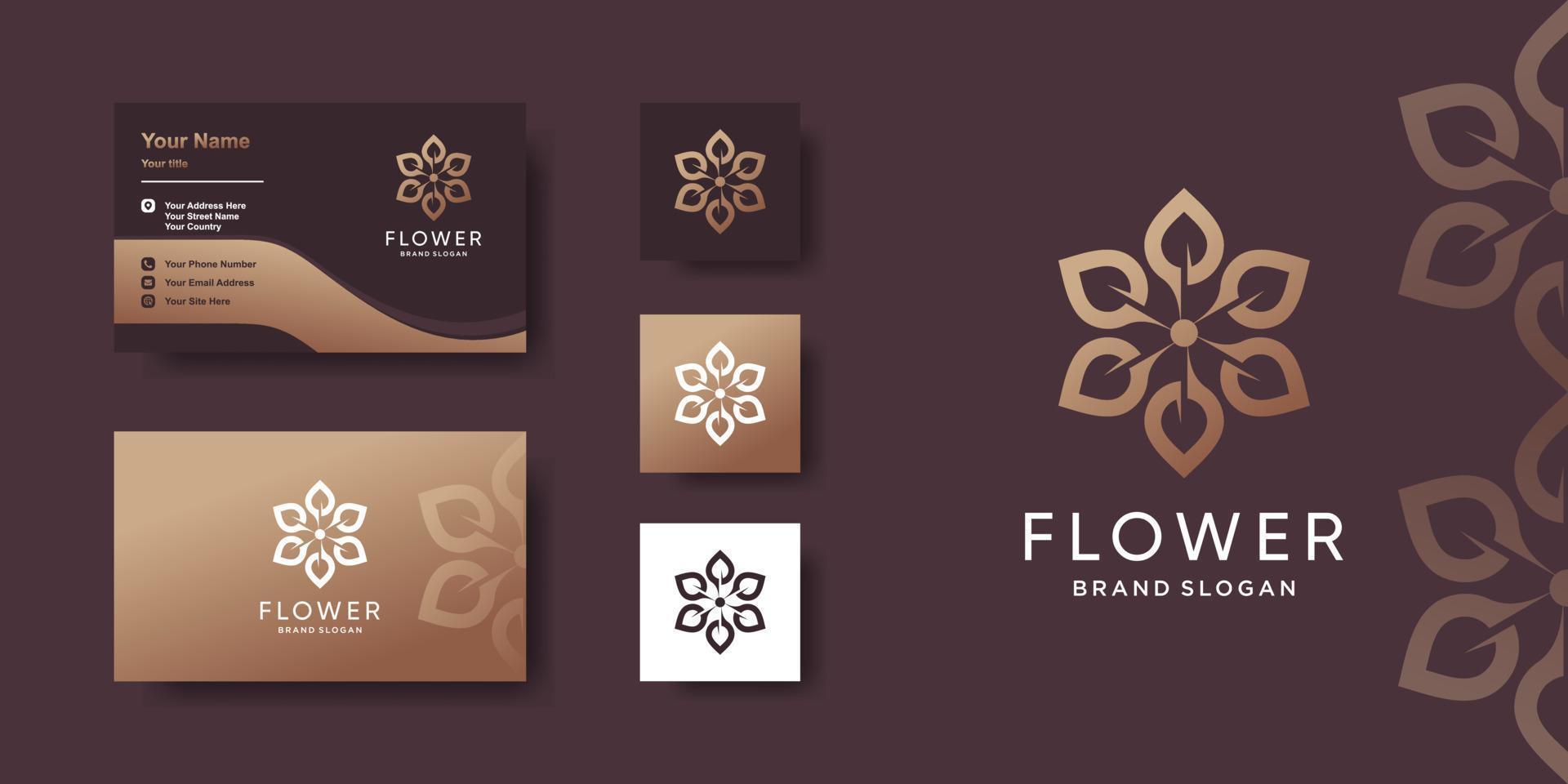 plantilla de logotipo de flor con concepto creativo y diseño de tarjeta de visita premium vector