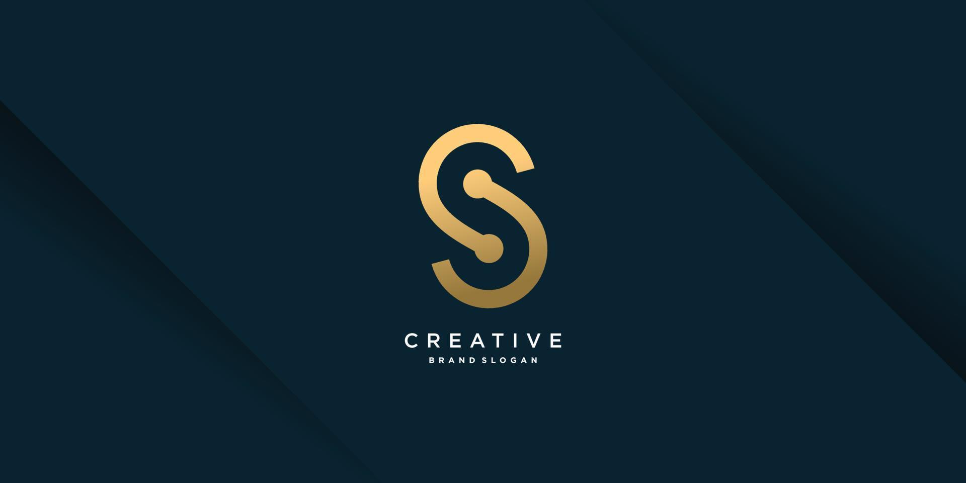 logotipo de s con concepto dorado creativo para la parte 4 del vector premium de la empresa