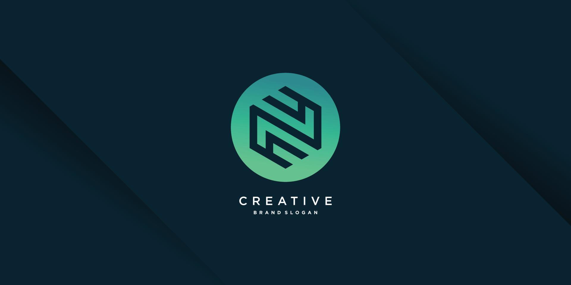Monogram letter N logo with creative modern concept and gradient style part 6 vector