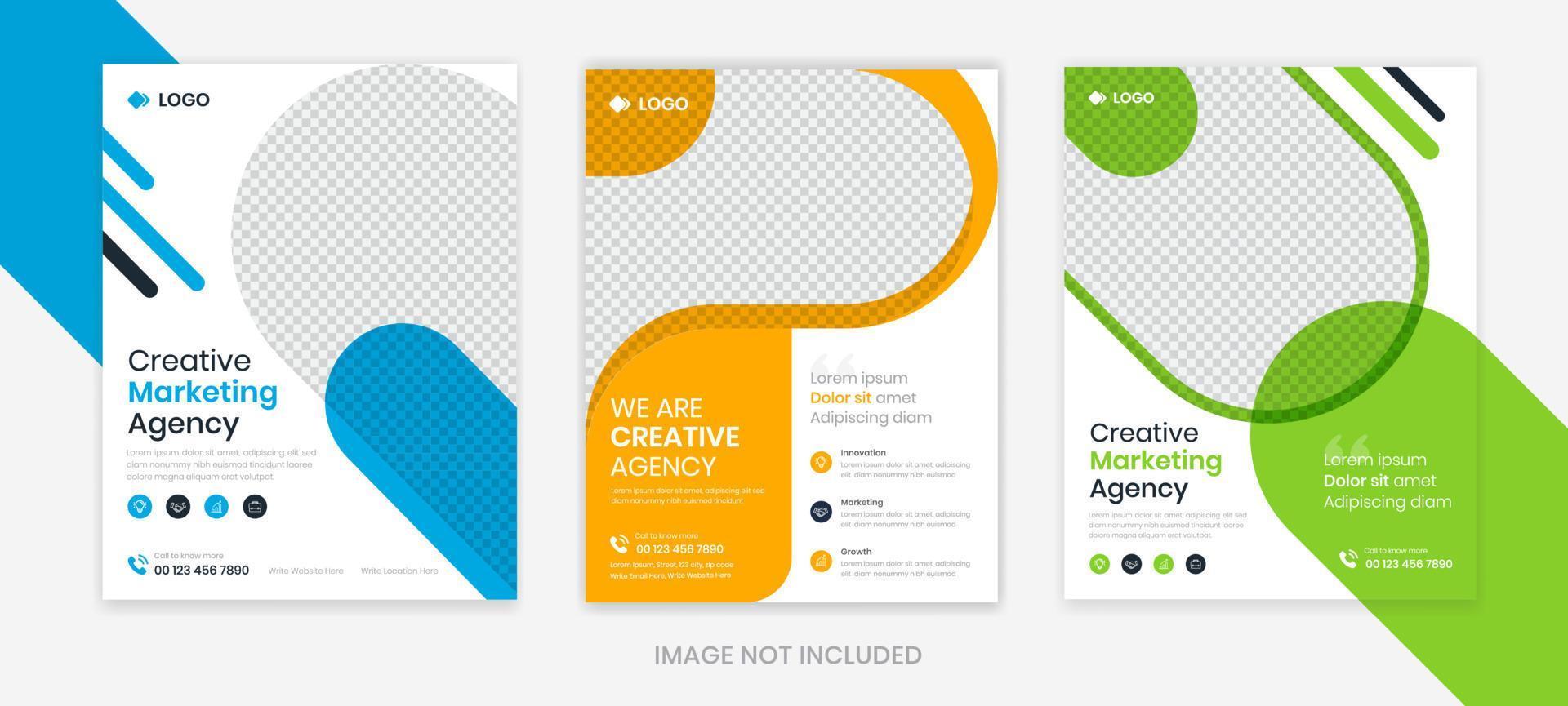 Modern Corporate flyer design template set, business flyer layout editable vector, A4 size company leaflet, pamphlet, poster design vector