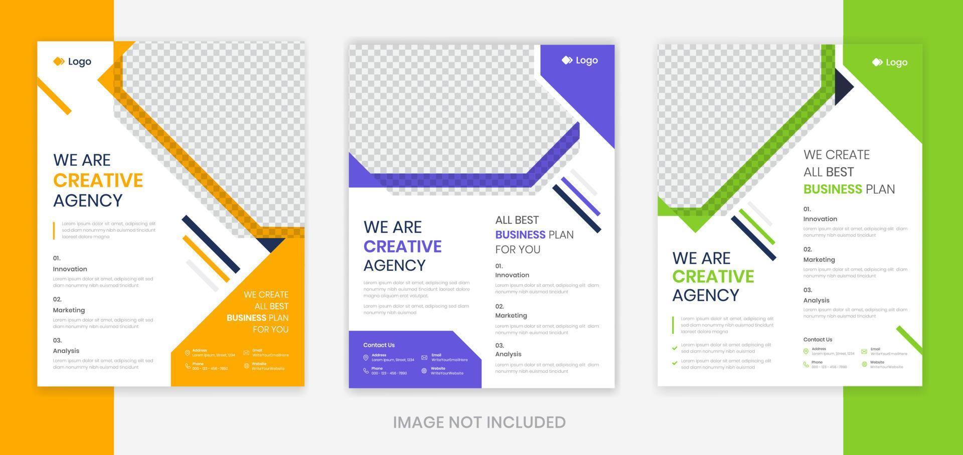 Abstract Corporate flyer design template set, Editable business flyer, leaflet, pamphlet layout, professional company poster vector