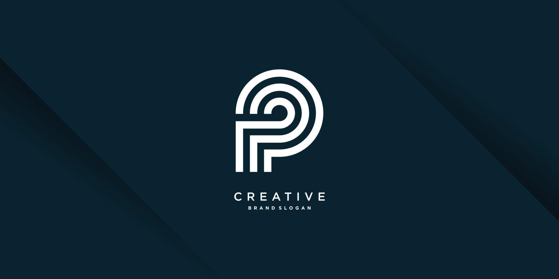 logotipo de letra creativa con p inicial, vector premium parte 6