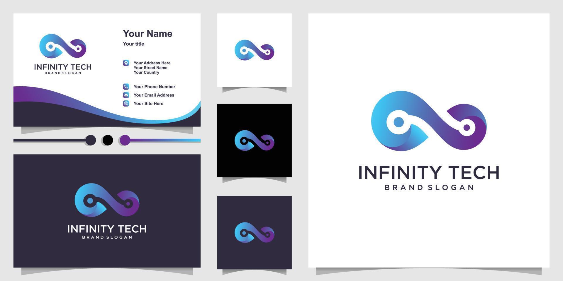 Infinity tech logo with modern concept and business card design Premium Vector
