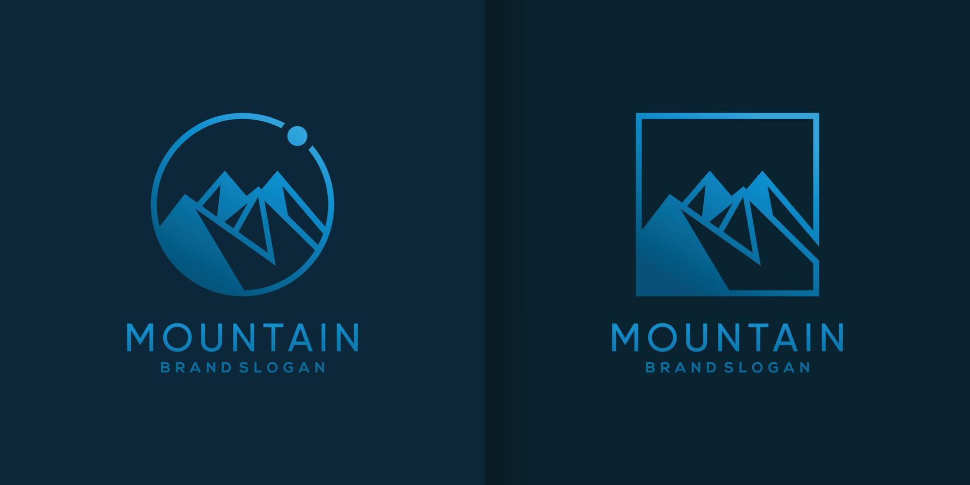 plantilla de logotipo de montaña con vector premium de concepto fresco y creativo