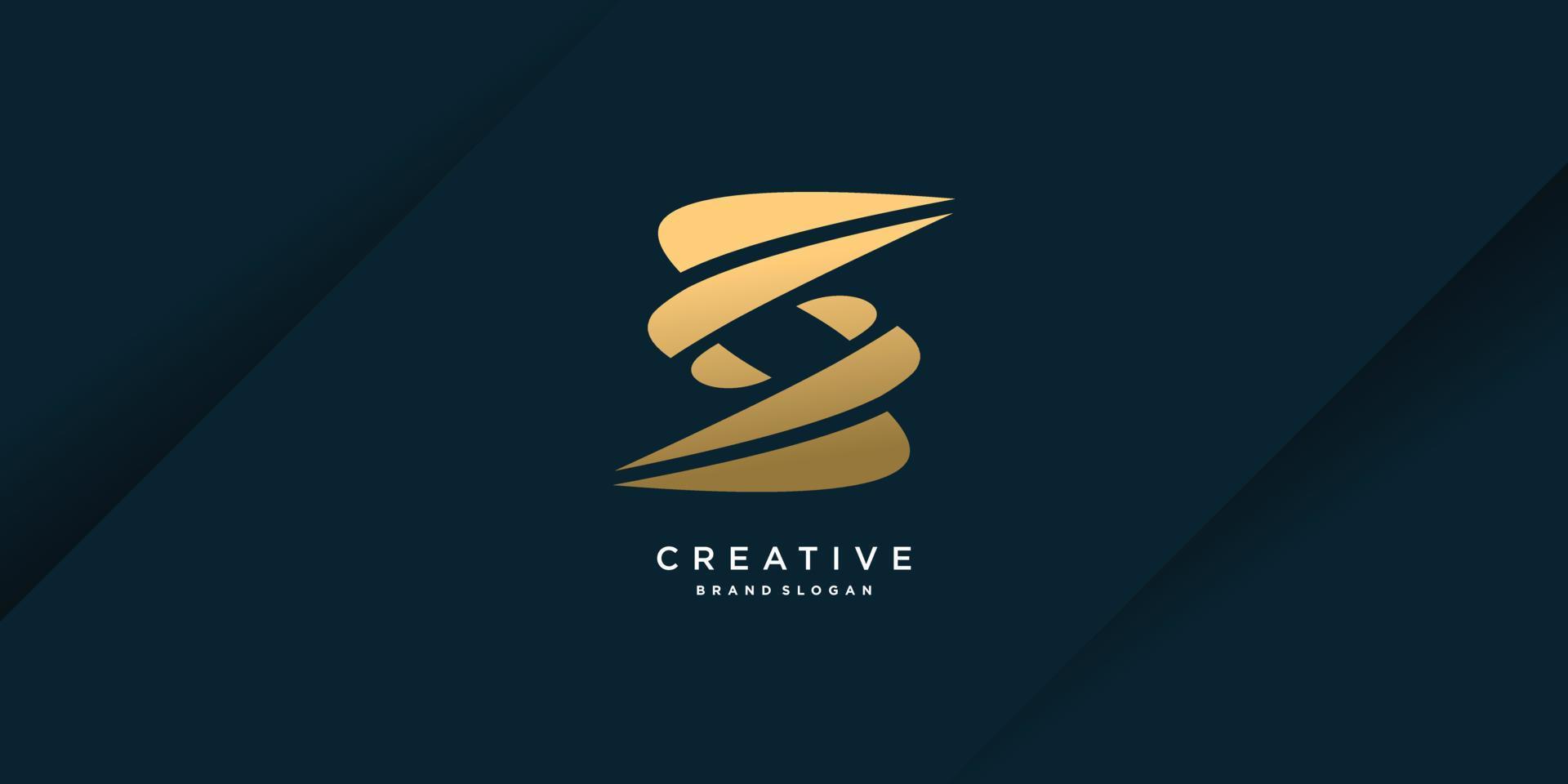 logotipo de s con concepto dorado creativo para la parte 8 del vector premium de la empresa