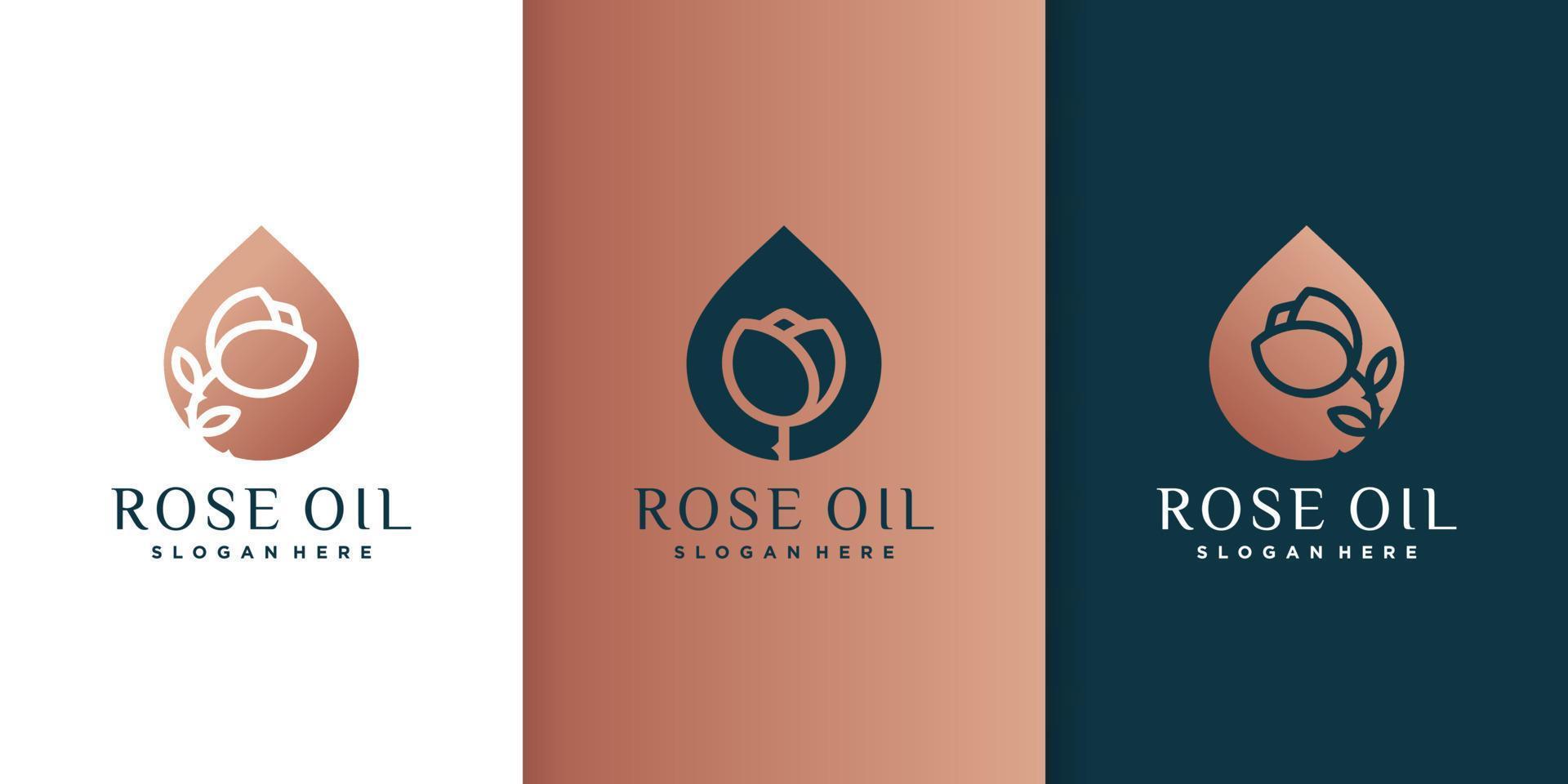 conjunto de plantilla de logotipo de aceite de rosa con diferente vector premium de concepto único
