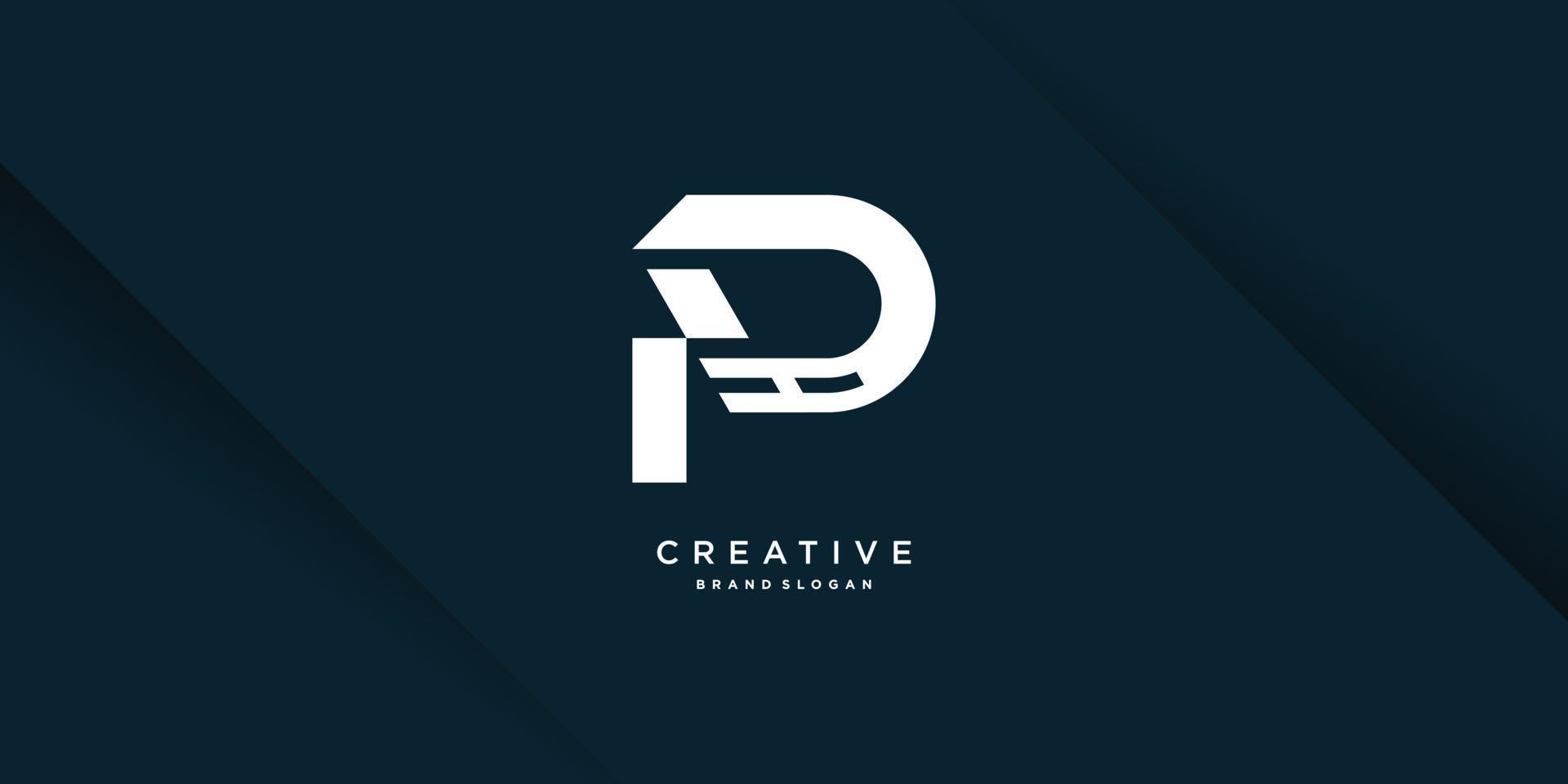 plantilla de logotipo de letra p con concepto único creativo moderno vector premium parte 4