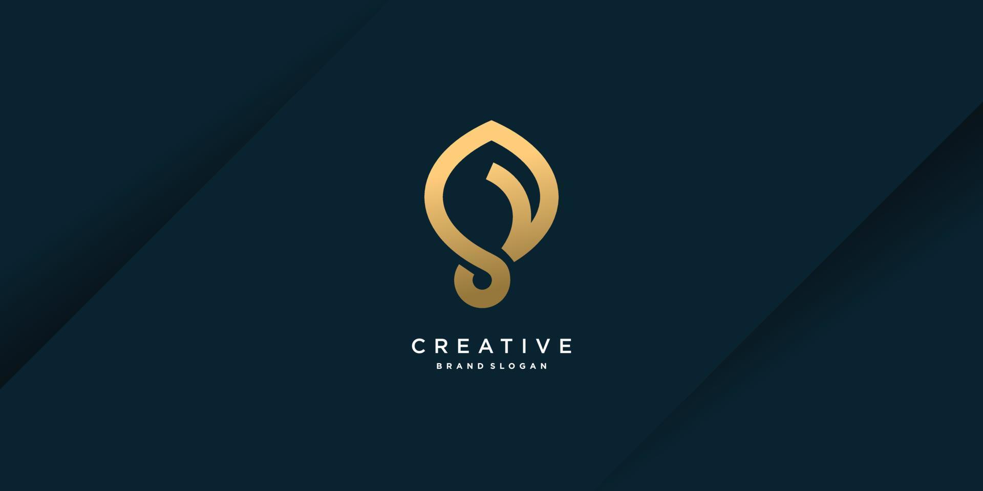 logotipo de s con concepto dorado creativo para la parte 5 del vector premium de la empresa