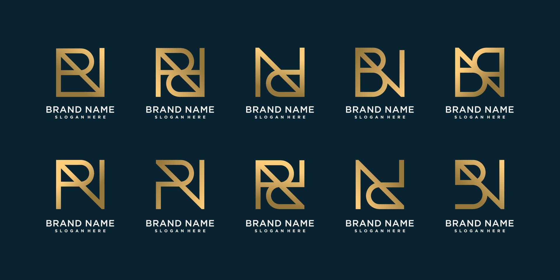 Set of monogram logo with unique letter style combinations Premium Vector