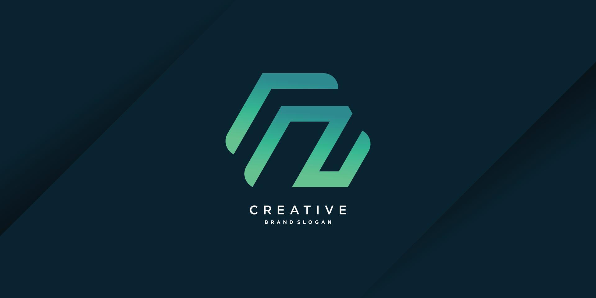 Monogram letter N logo with creative modern concept and gradient style part 3 vector