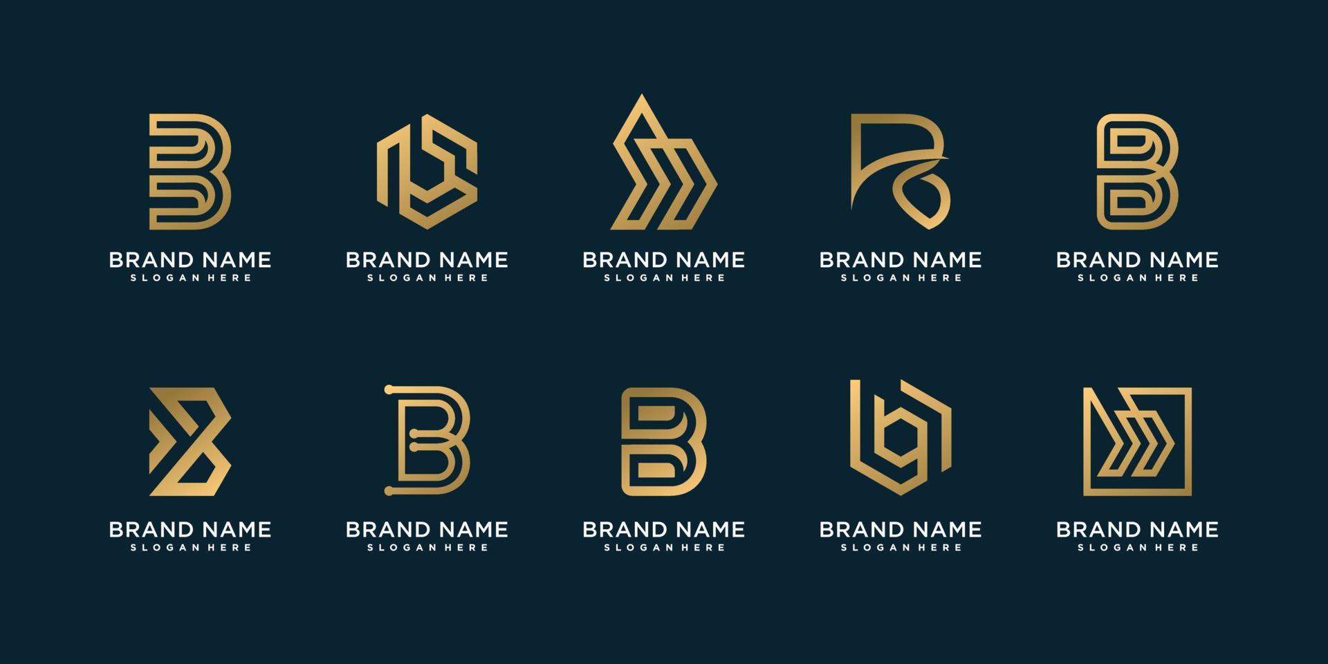 conjunto de colección de logotipos de letra b con vector premium de concepto creativo moderno
