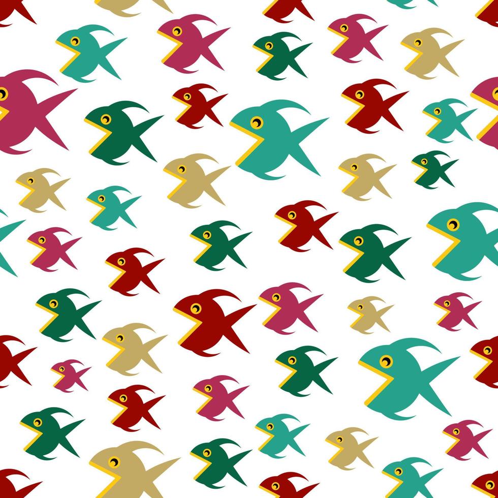 Seamless pattern with cartoon fish. vector