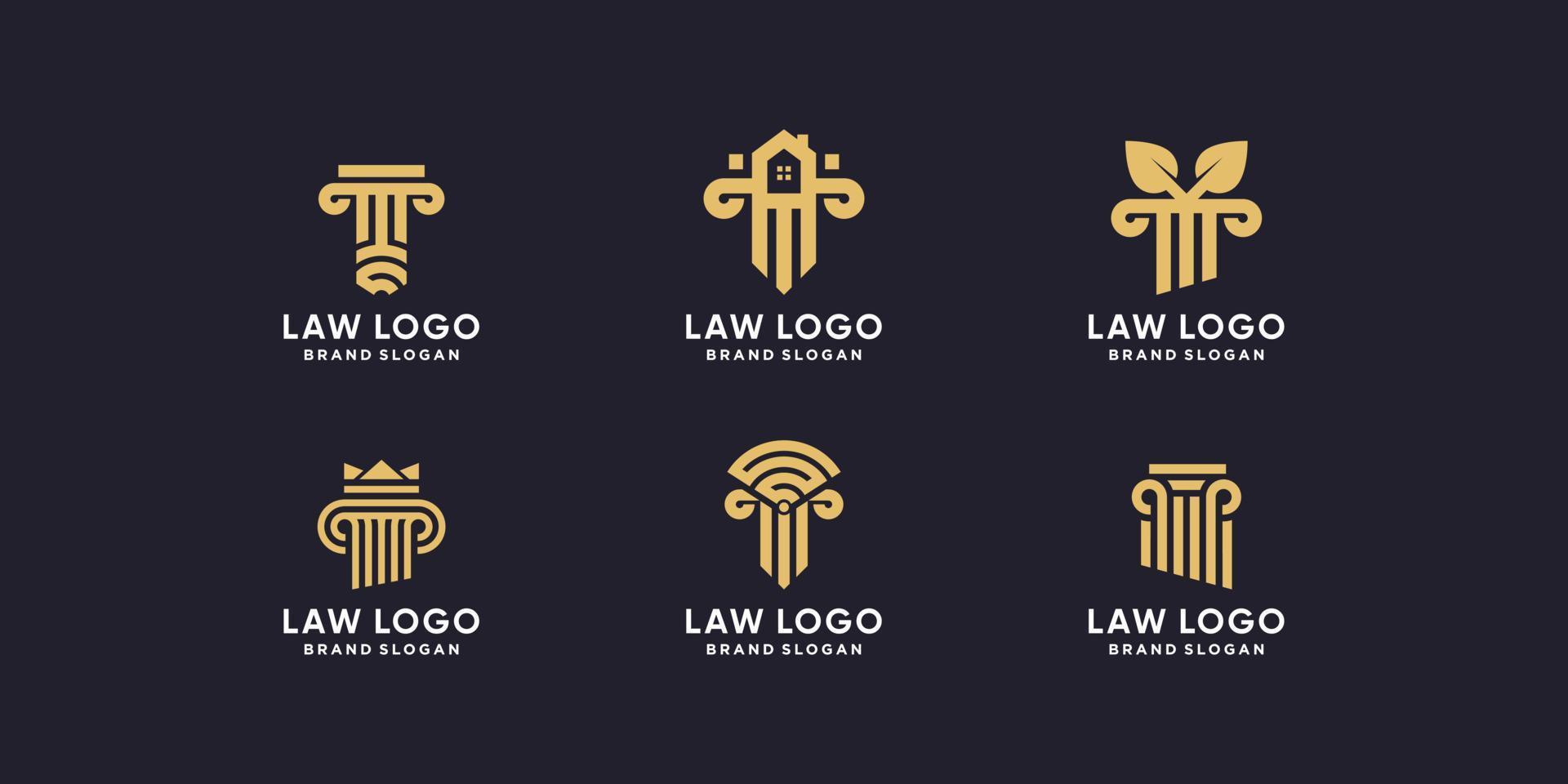 conjunto de colección de logotipos de abogados con vector premium de estilo creativo