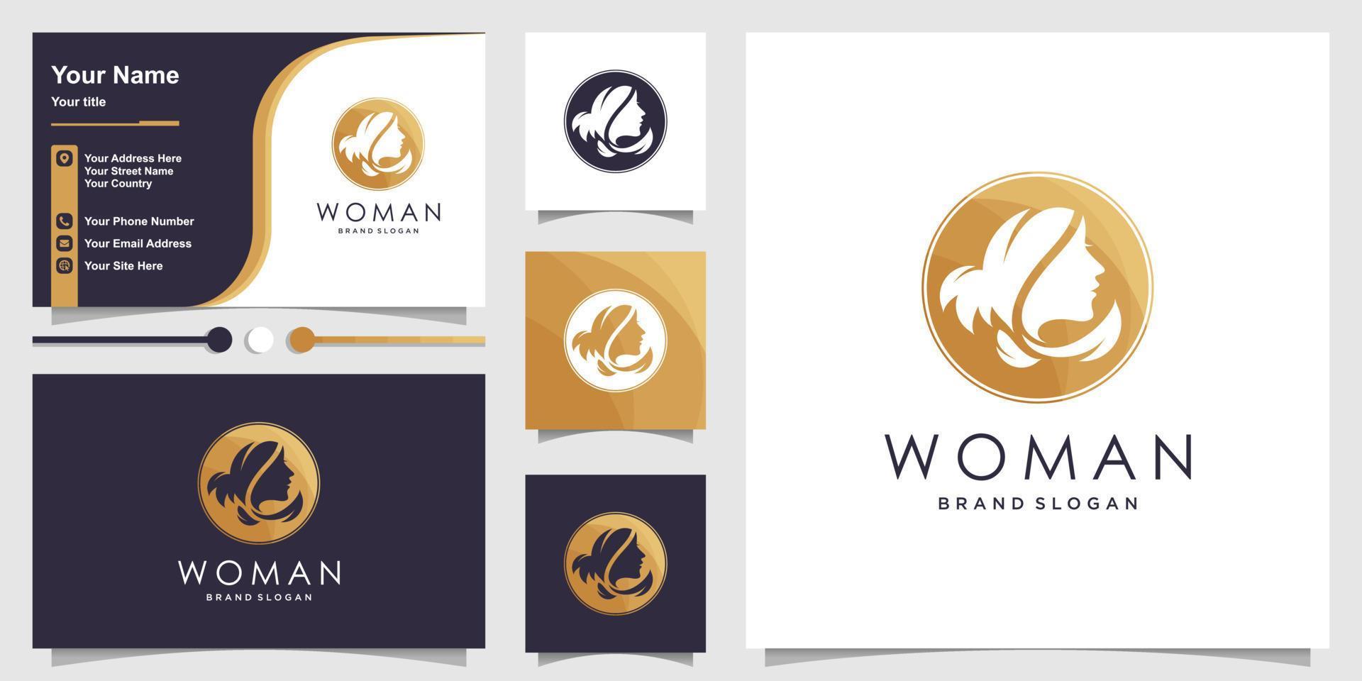 logotipo de mujer de belleza con vector premium de concepto moderno