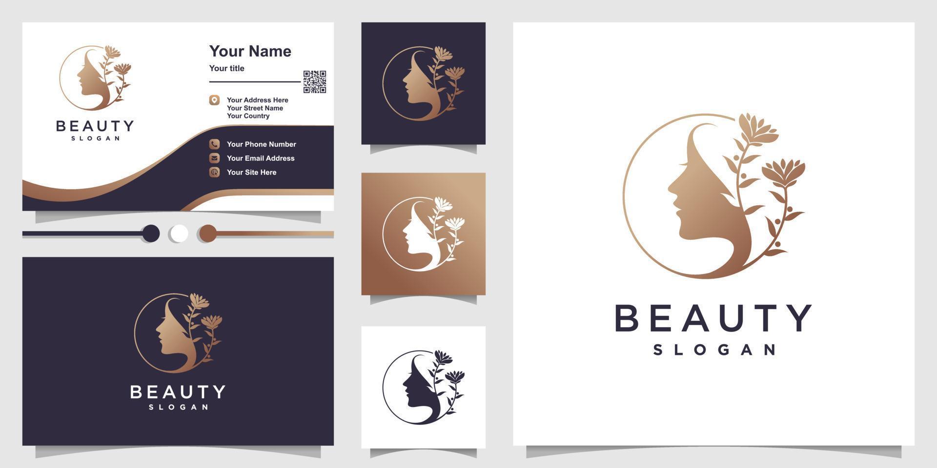 plantilla de logotipo de belleza con vector premium de concepto creativo