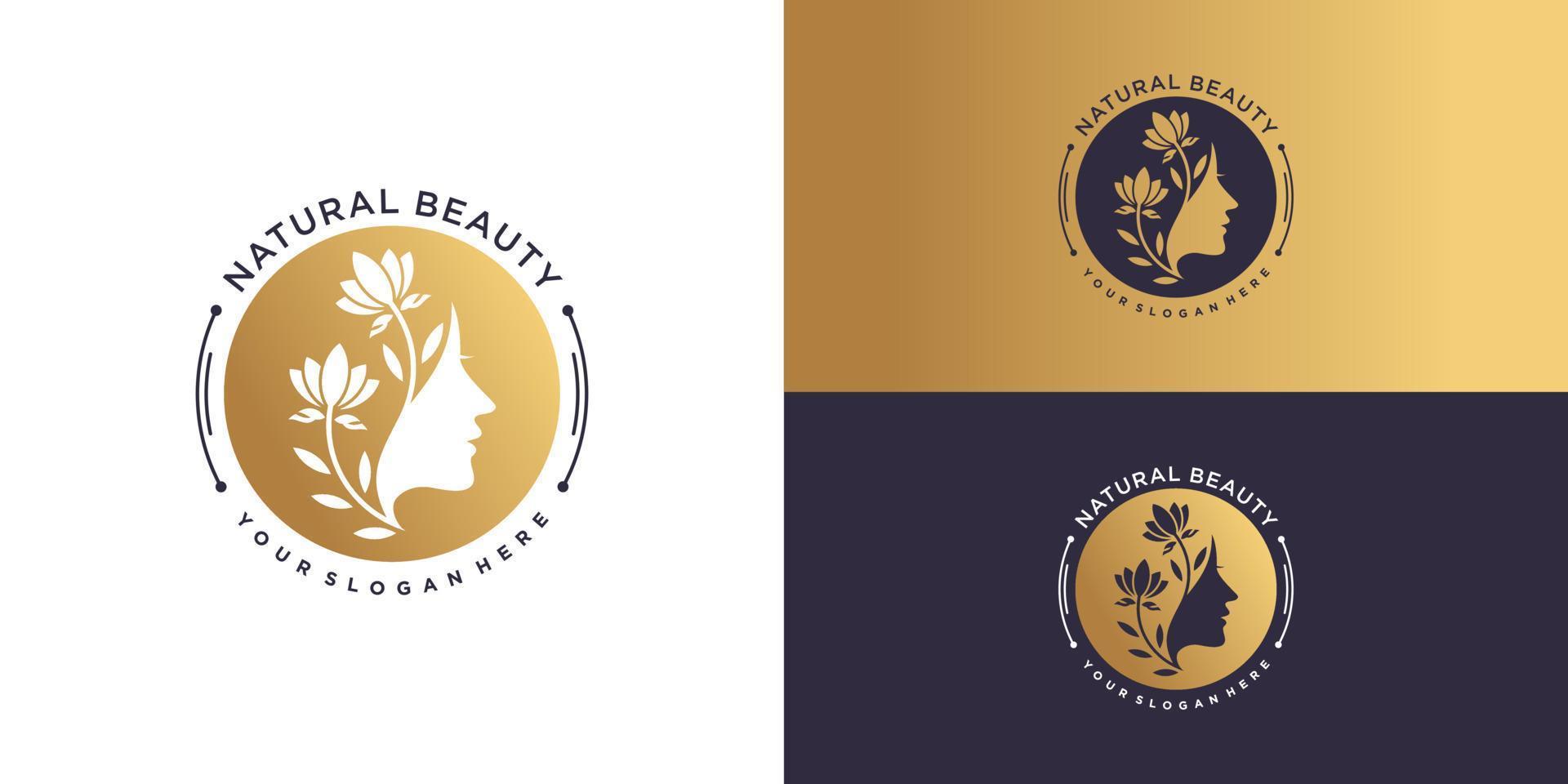 Natural beauty logo template with creative unique concept Premium Vector