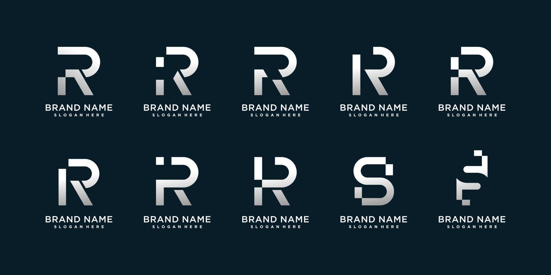 Set of letter r and s logo collection with creative modern concept Premium Vector