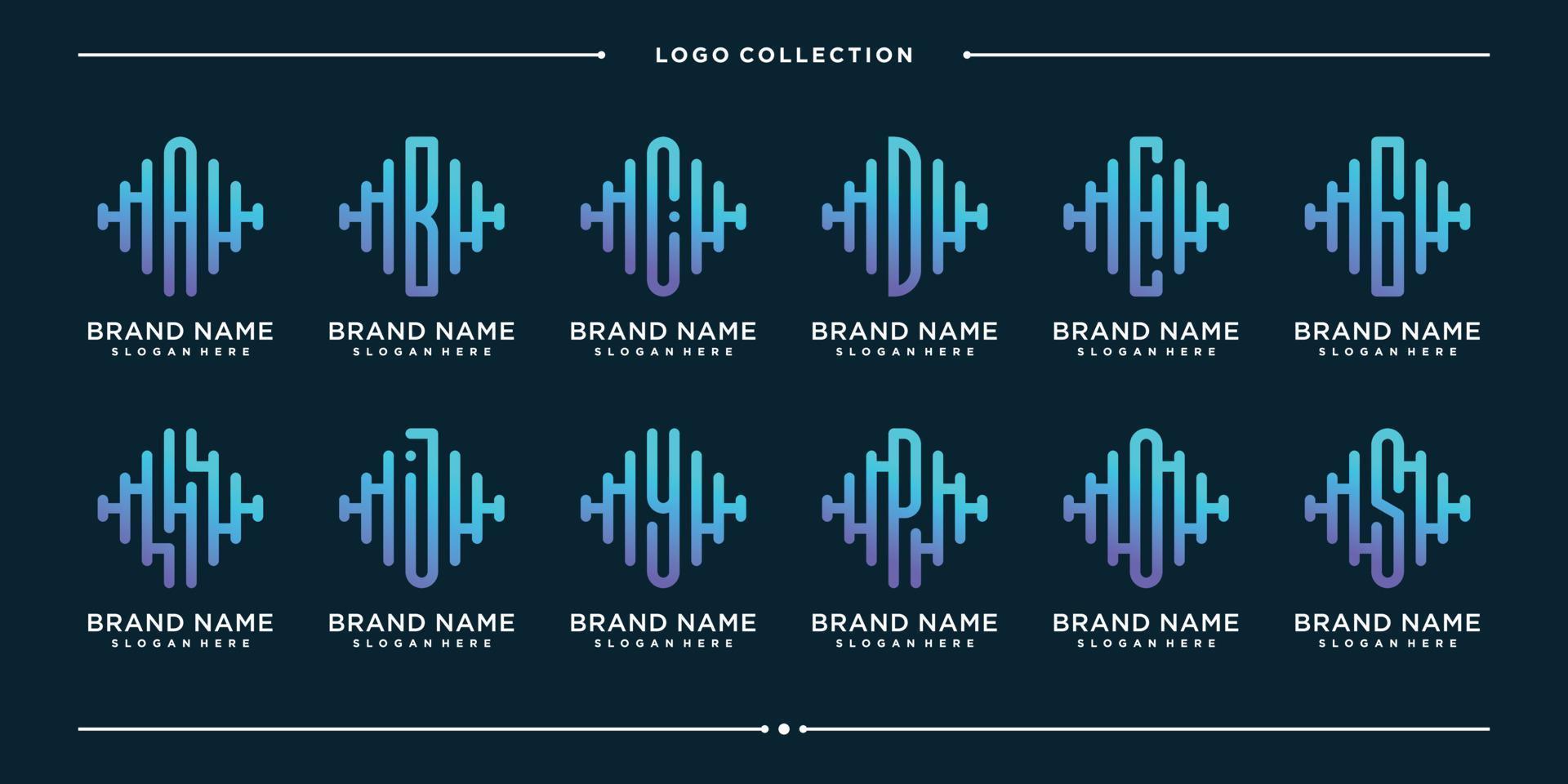 Monogram creative letter pulse logo design template vector