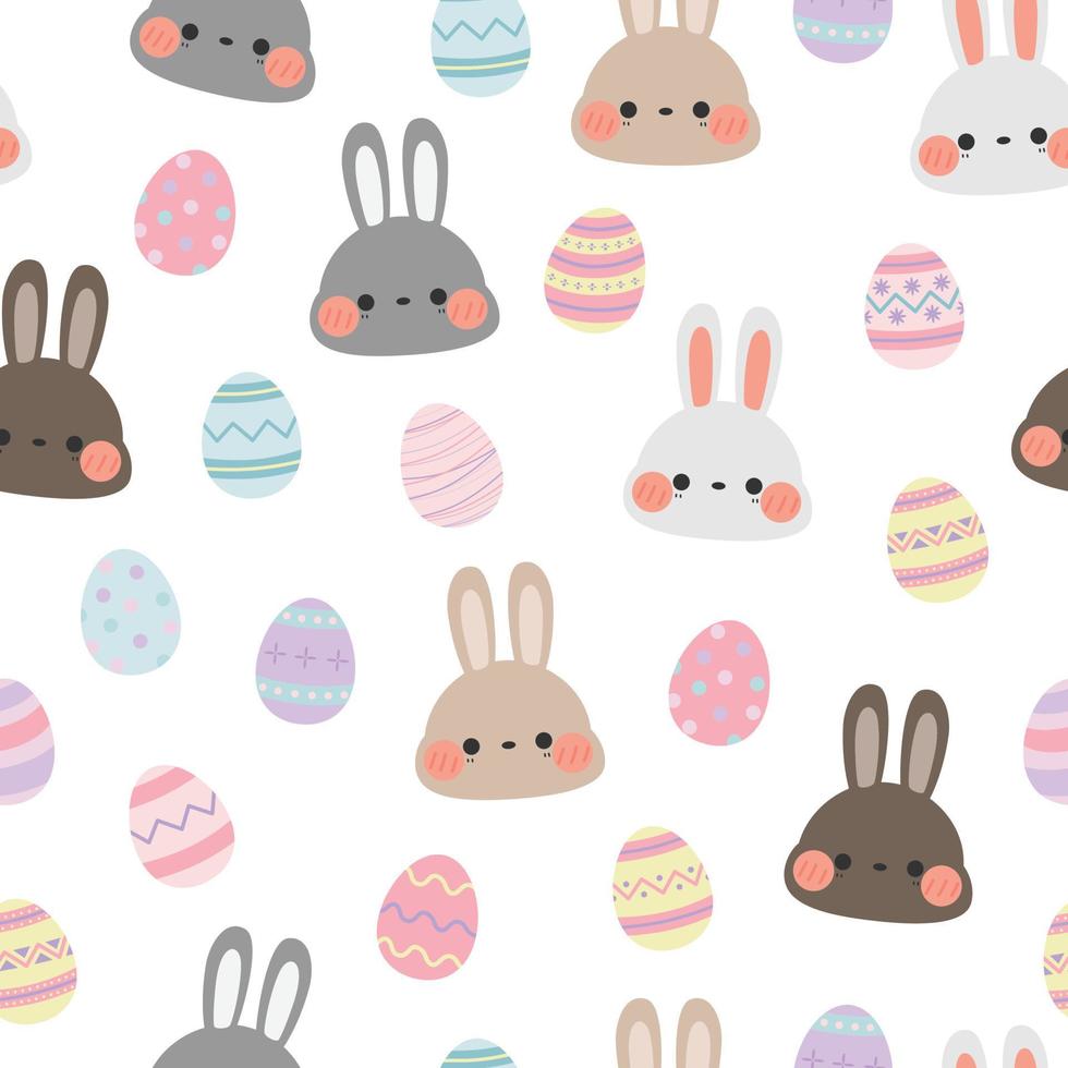 Seamless pattern with rabbit head and easter egg cartoon vector