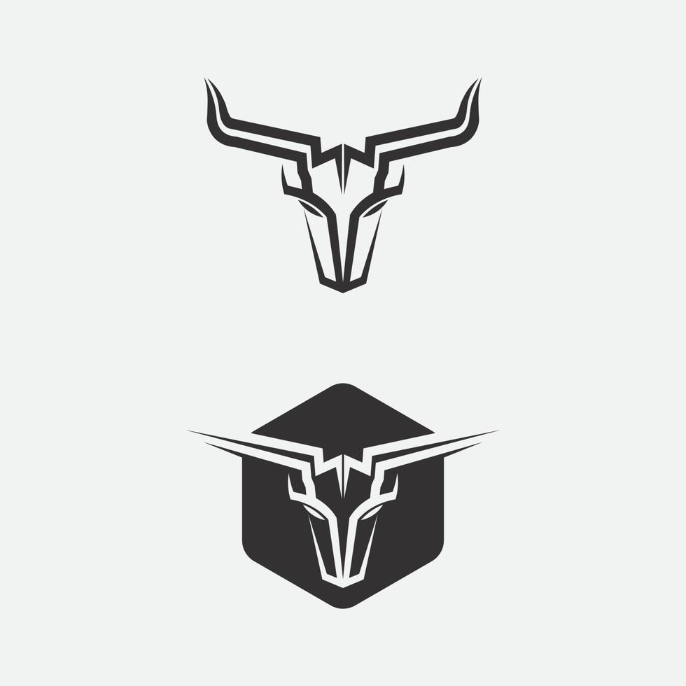 conjunto de cabeza de búfalo de toro vector de diseño de logotipo de mascota animal de vaca para deporte cuerno búfalo animal mamíferos cabeza logotipo matador salvaje