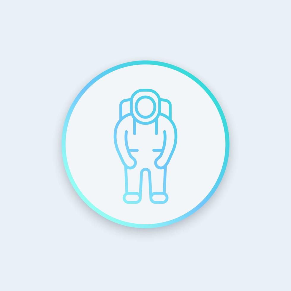 Astronaut line icon, space suit icon, astronaut pictogram, round stylish icon, vector illustration