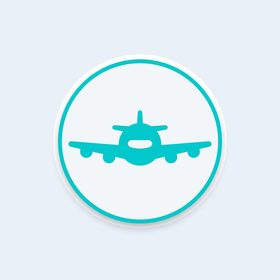 Airplane, aircraft icon, plane, aviation, air transport round icon, sign, vector illustration
