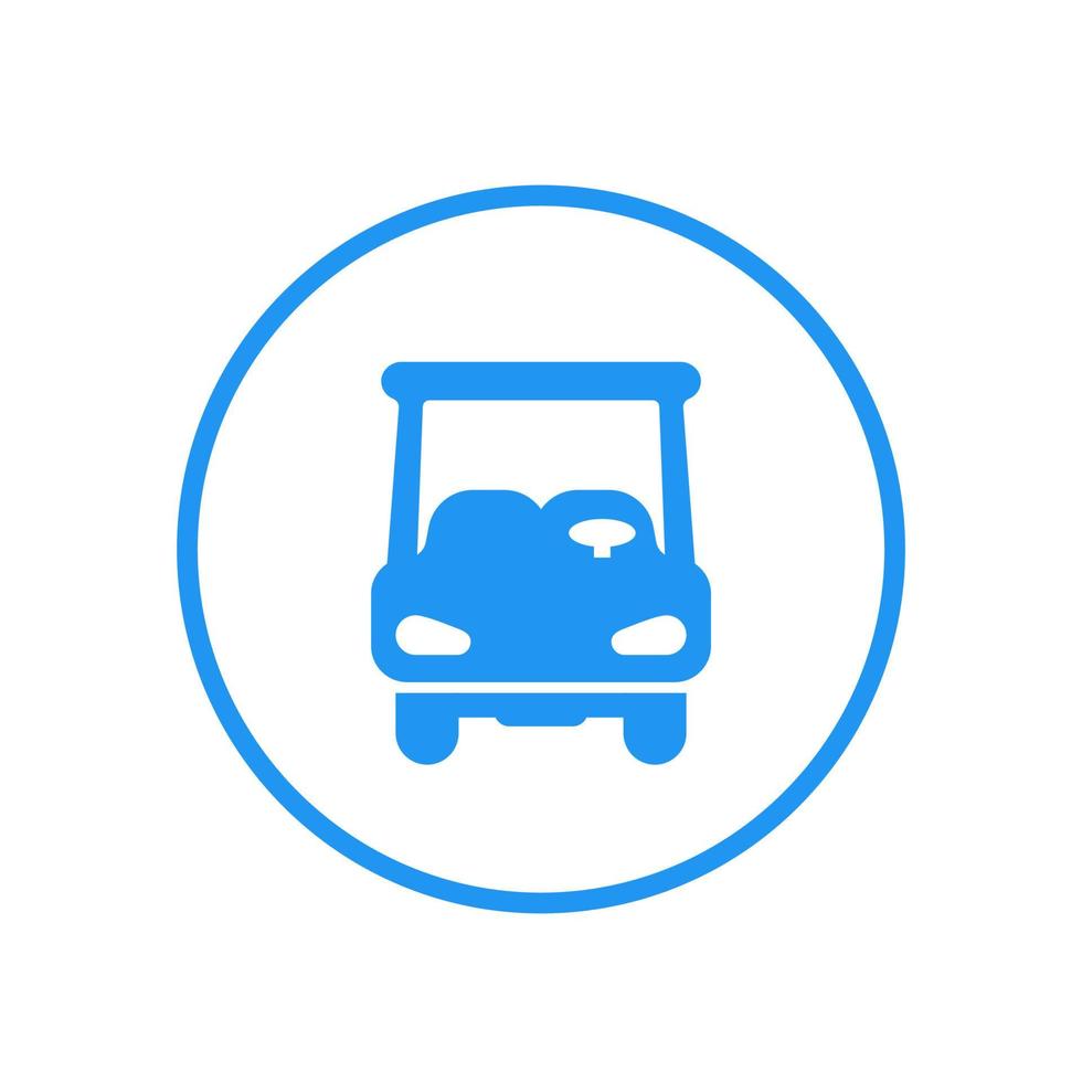 Golf cart icon in circle, blue on white vector