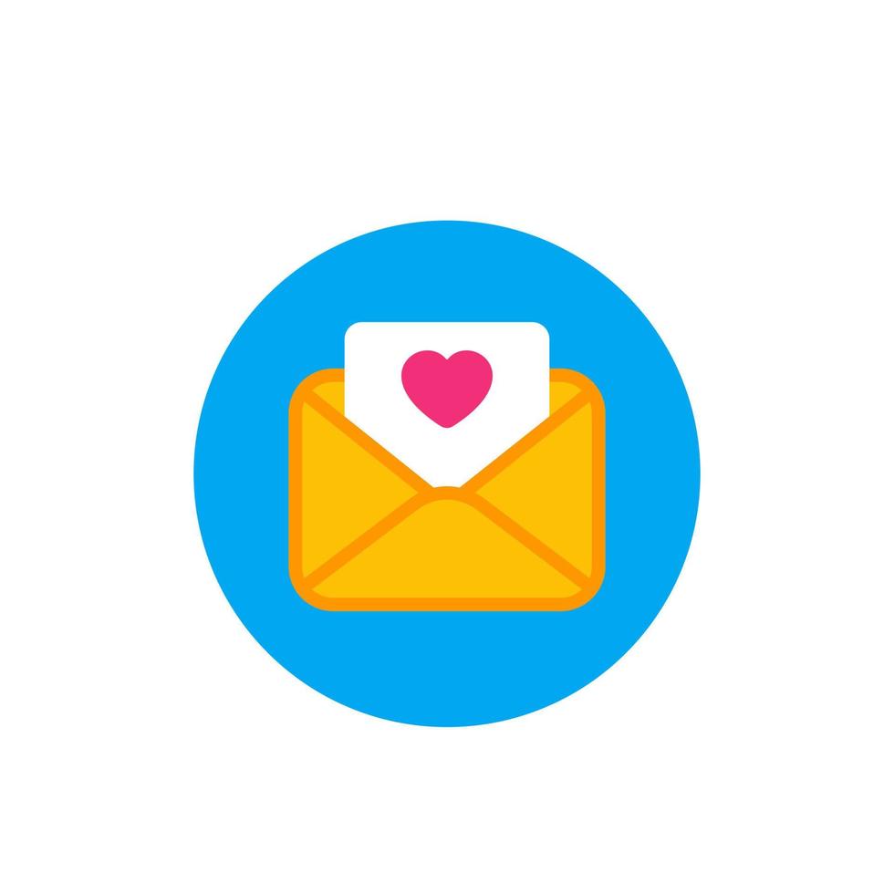 love letter with heart, flat icon vector