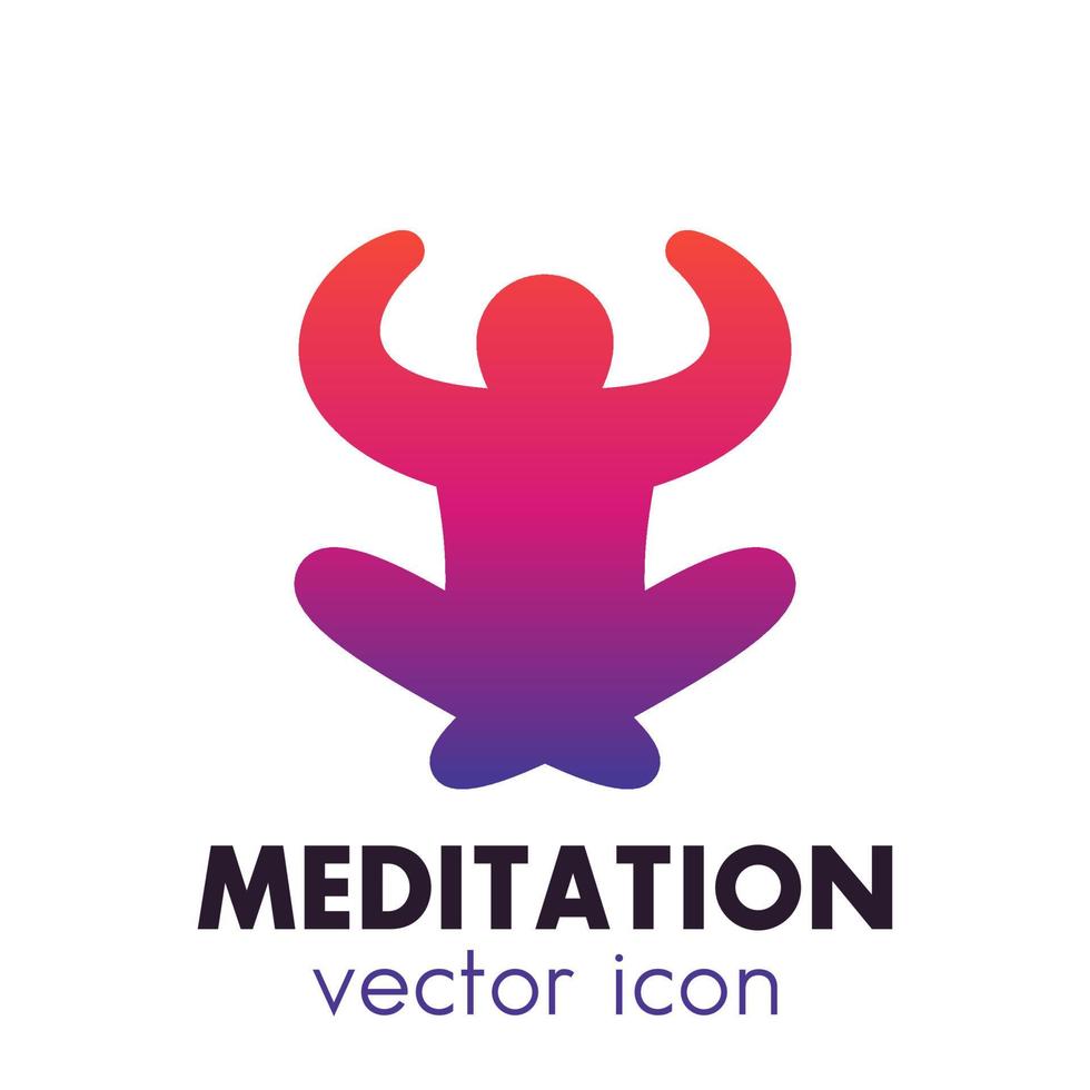 icono de meditación, símbolo vectorial aislado en blanco vector