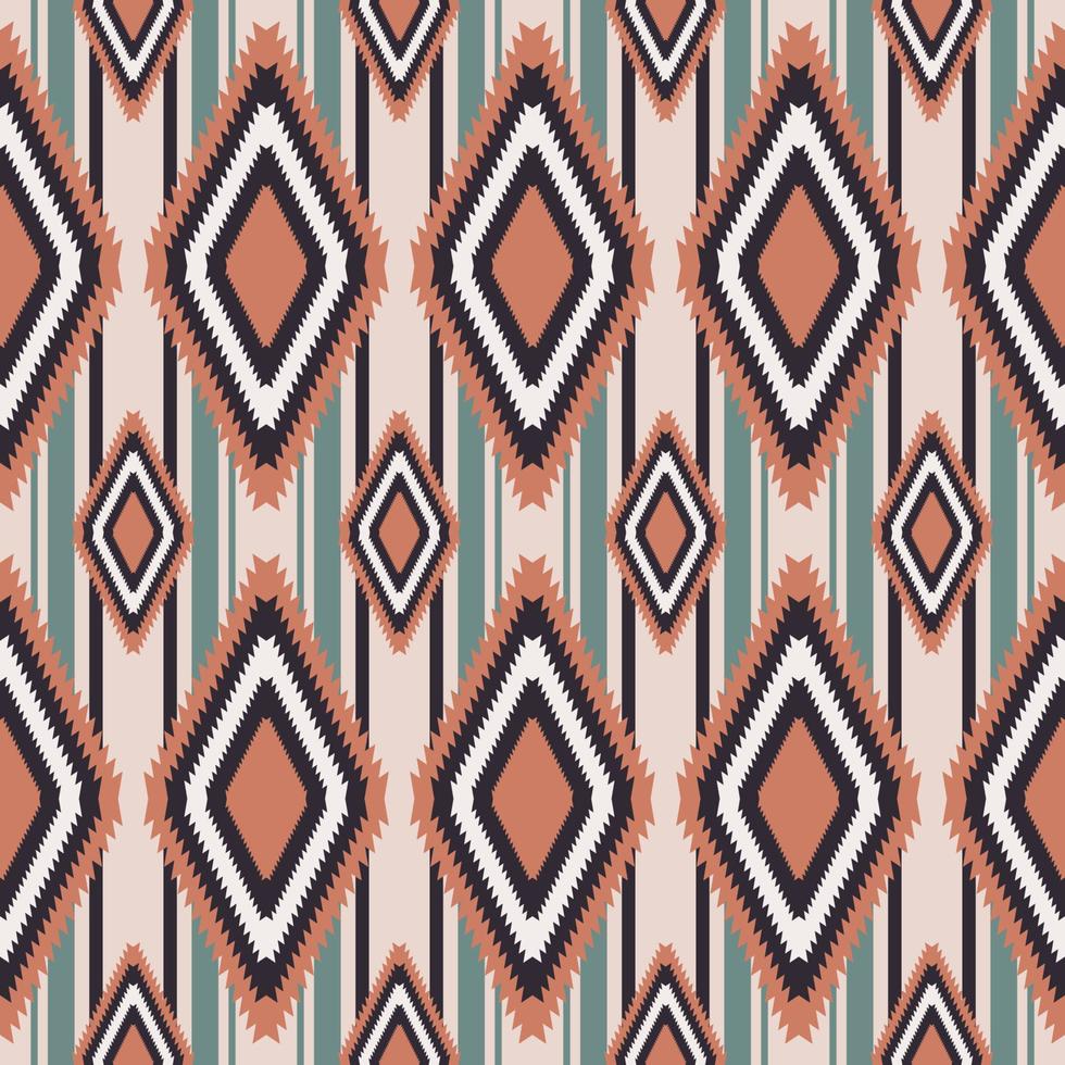 Vintage aztec geometric rhombus shape with line stripes seamless pattern background. Use for fabric, textile, interior decoration elements, wrapping. vector