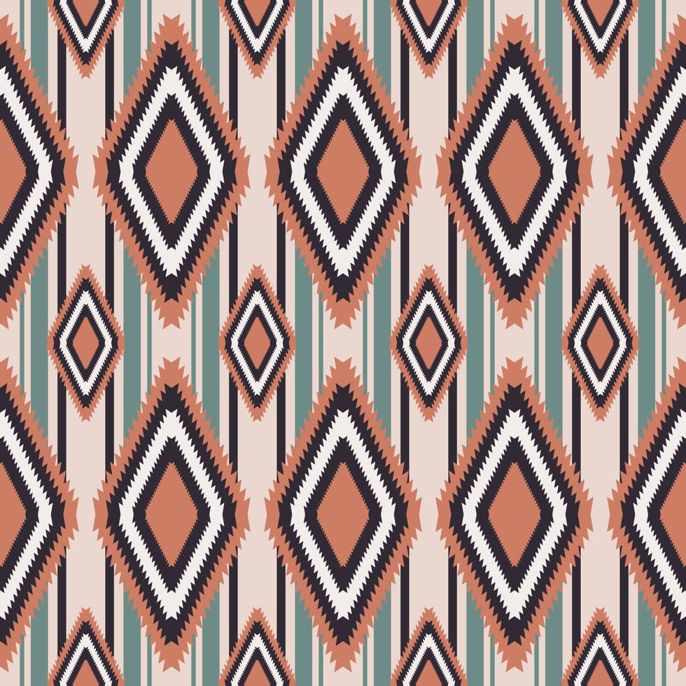 Vintage aztec geometric rhombus shape with line stripes seamless pattern background. Use for fabric, textile, interior decoration elements, wrapping. vector