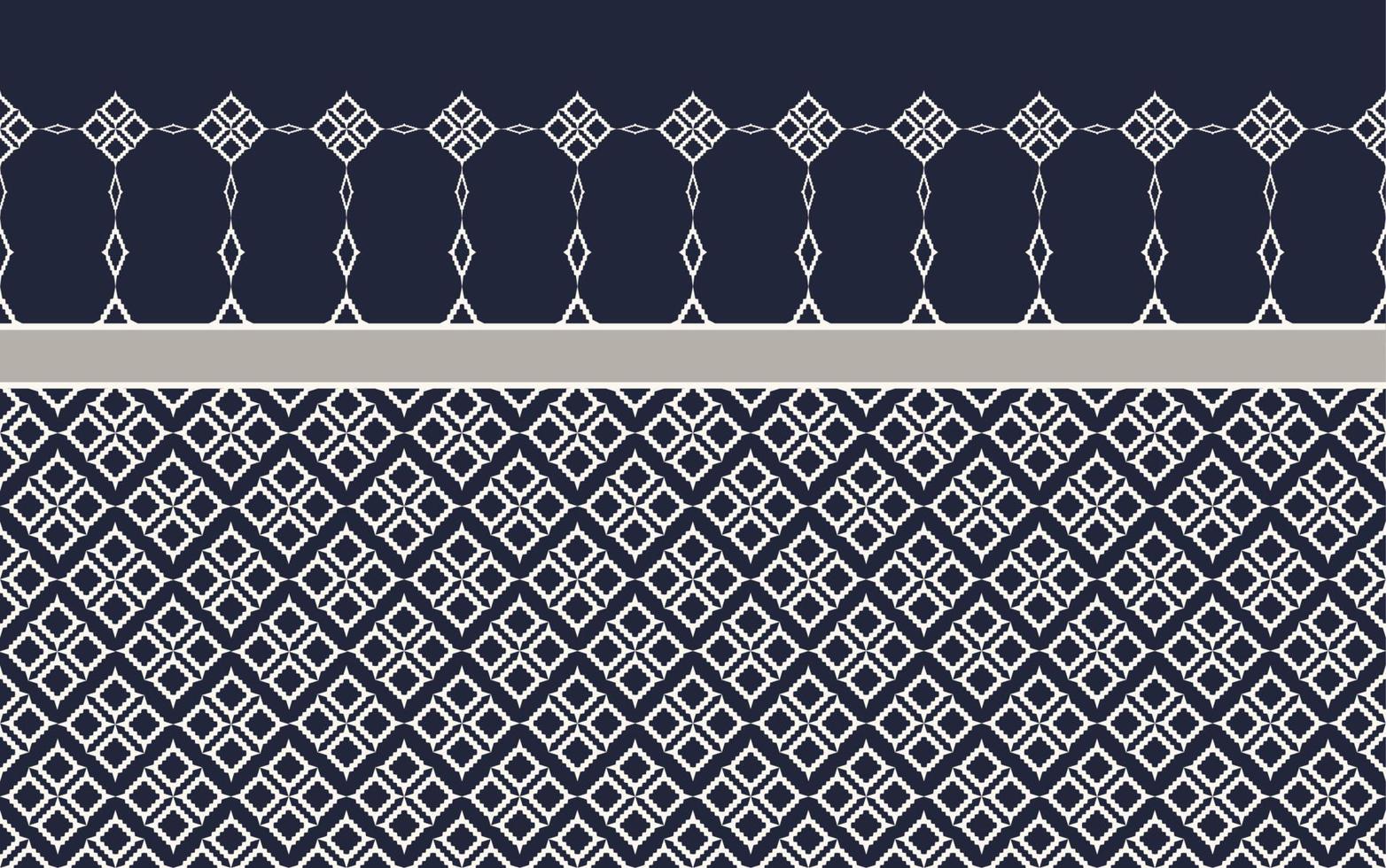 Ikat geometric traditional blue grey color seamless pattern background. Use for fabric, textile, decoration elements, wrapping. vector