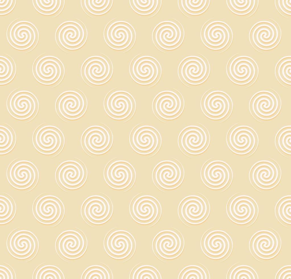 patrón geométrico en espiral o en forma de sol sin costuras sobre fondo de color amarillo crema pastel. uso para tela, textil, elementos de decoración, envoltura. concepto de moda de verano. vector