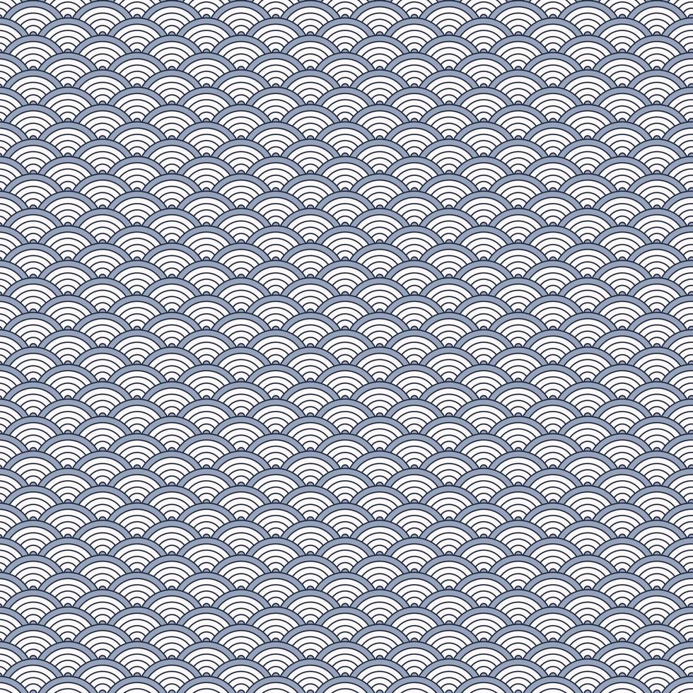 Blue and white color Japanese traditional geometric circle shape overlapping seamless pattern background. Use for fabric, textile, cover, wrapping, decoration elements. vector