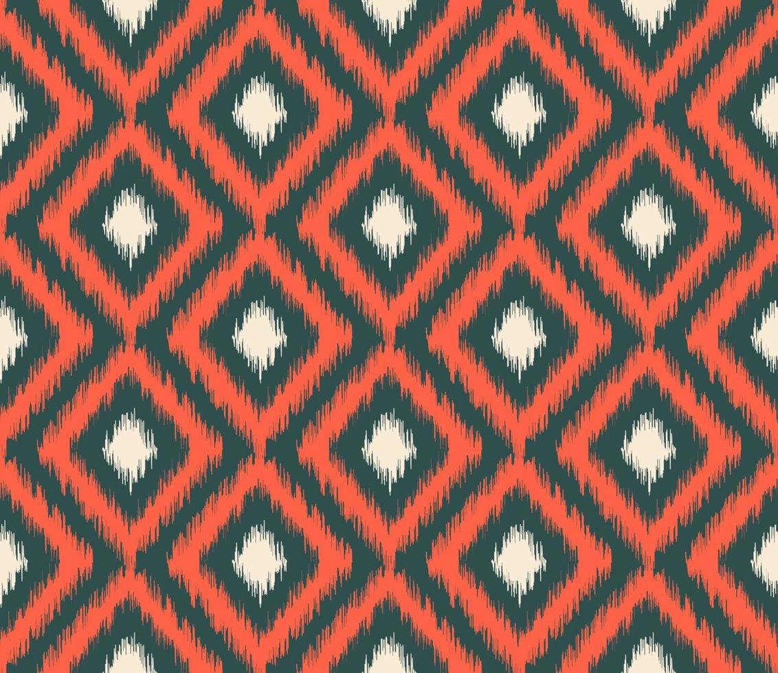 Simple ikat geometric shapes seamless pattern traditional style with modern color background. vector