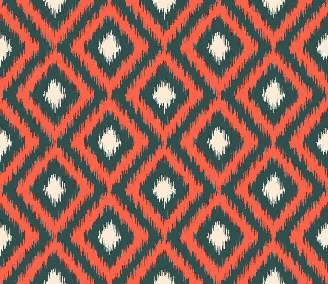 Simple ikat geometric shapes seamless pattern traditional style with modern color background. vector