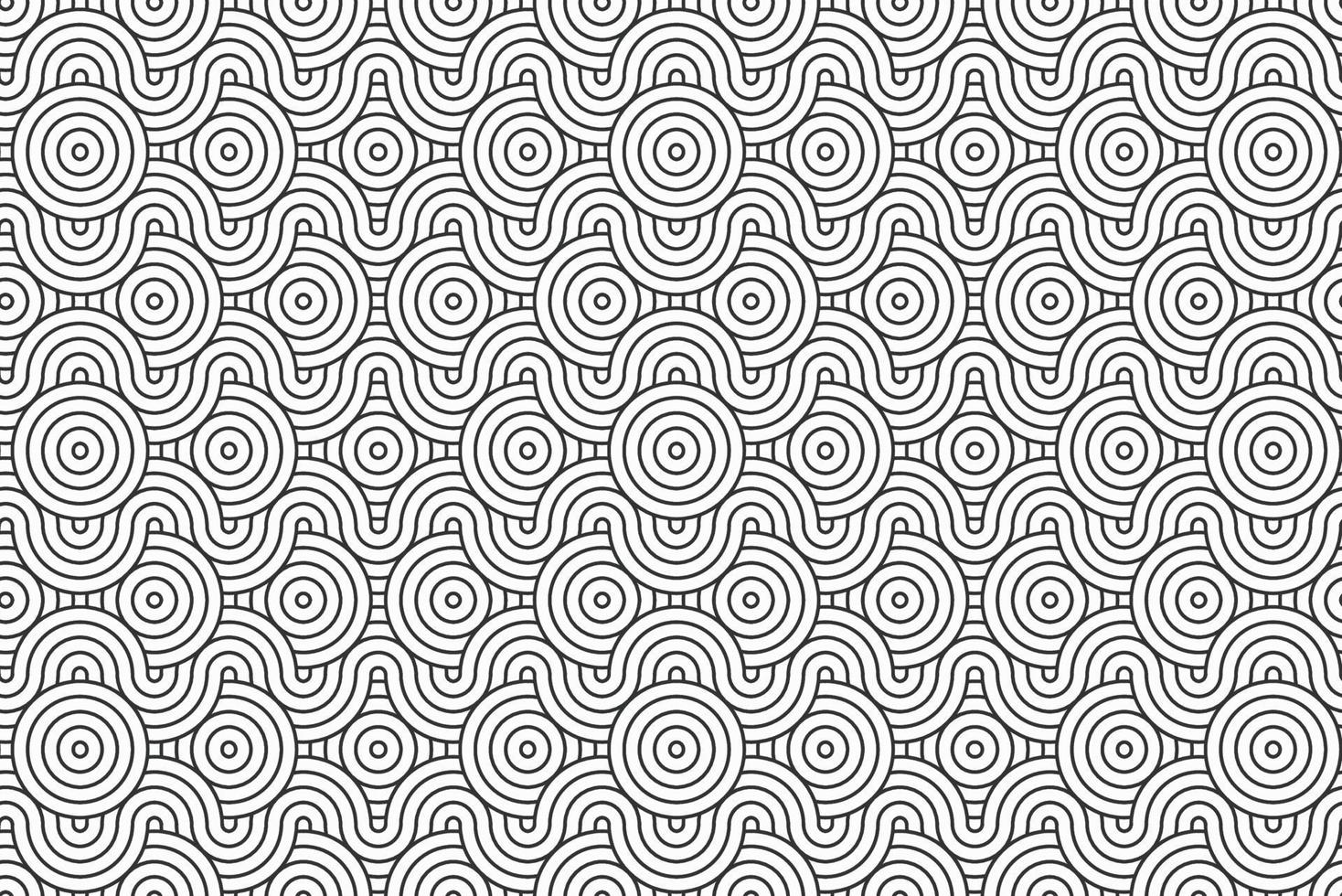 Abstract circles and wavy lines shape overlapping dimensional geometric seamless pattern, use for template, material, element, ornament background. vector