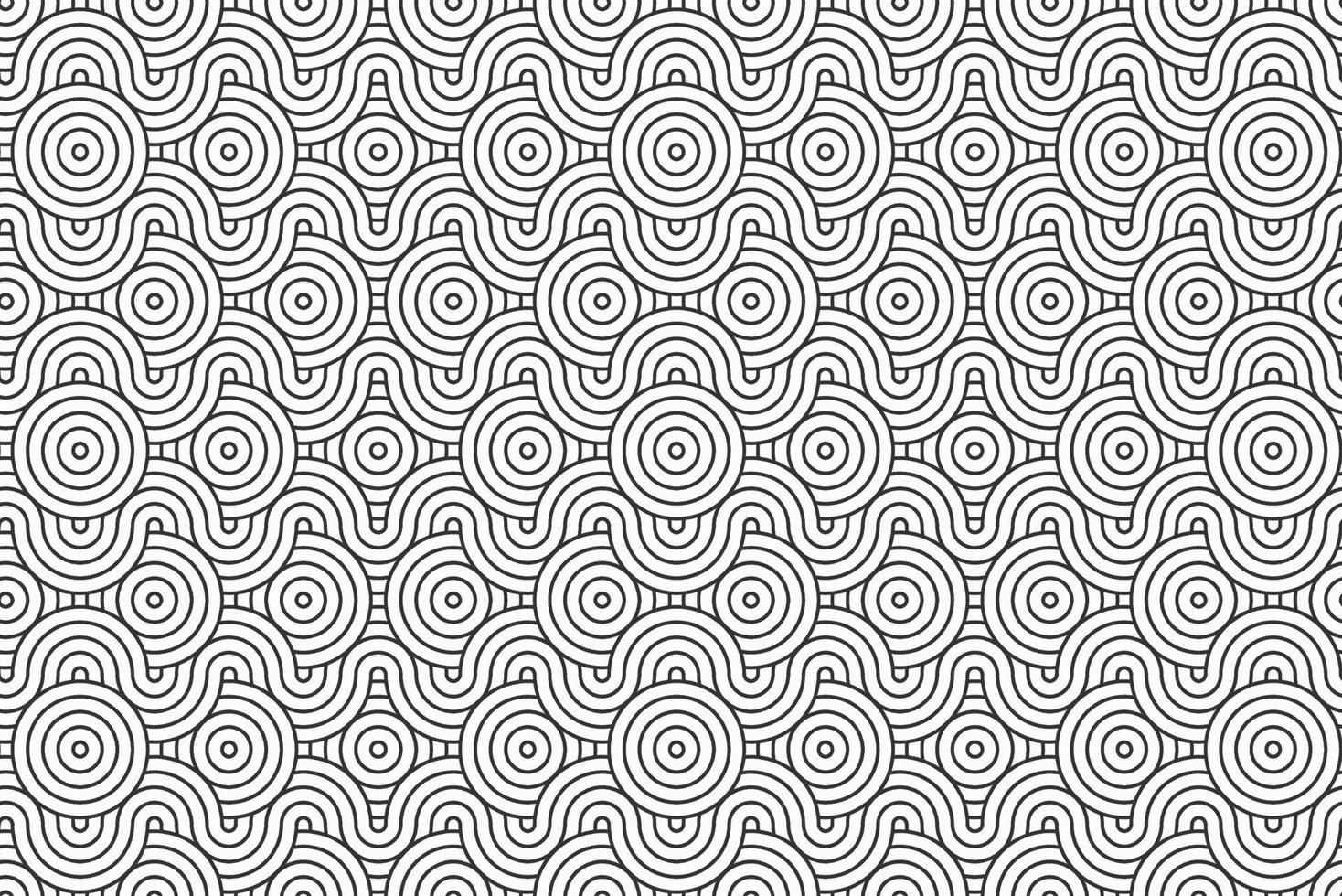 círculos abstractos y líneas onduladas dan forma a patrones geométricos dimensionales superpuestos sin costuras, uso para plantilla, material, elemento, fondo de ornamento. vector