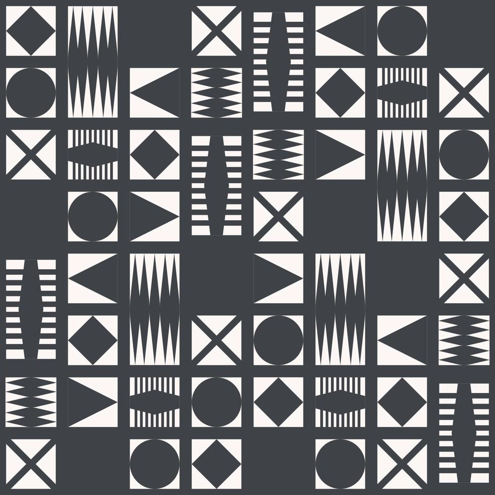 African tribal shape geometric patchwork pattern black and white color seamless background. Use for fabric, textile, interior decoration elements, upholstery, wrapping. vector