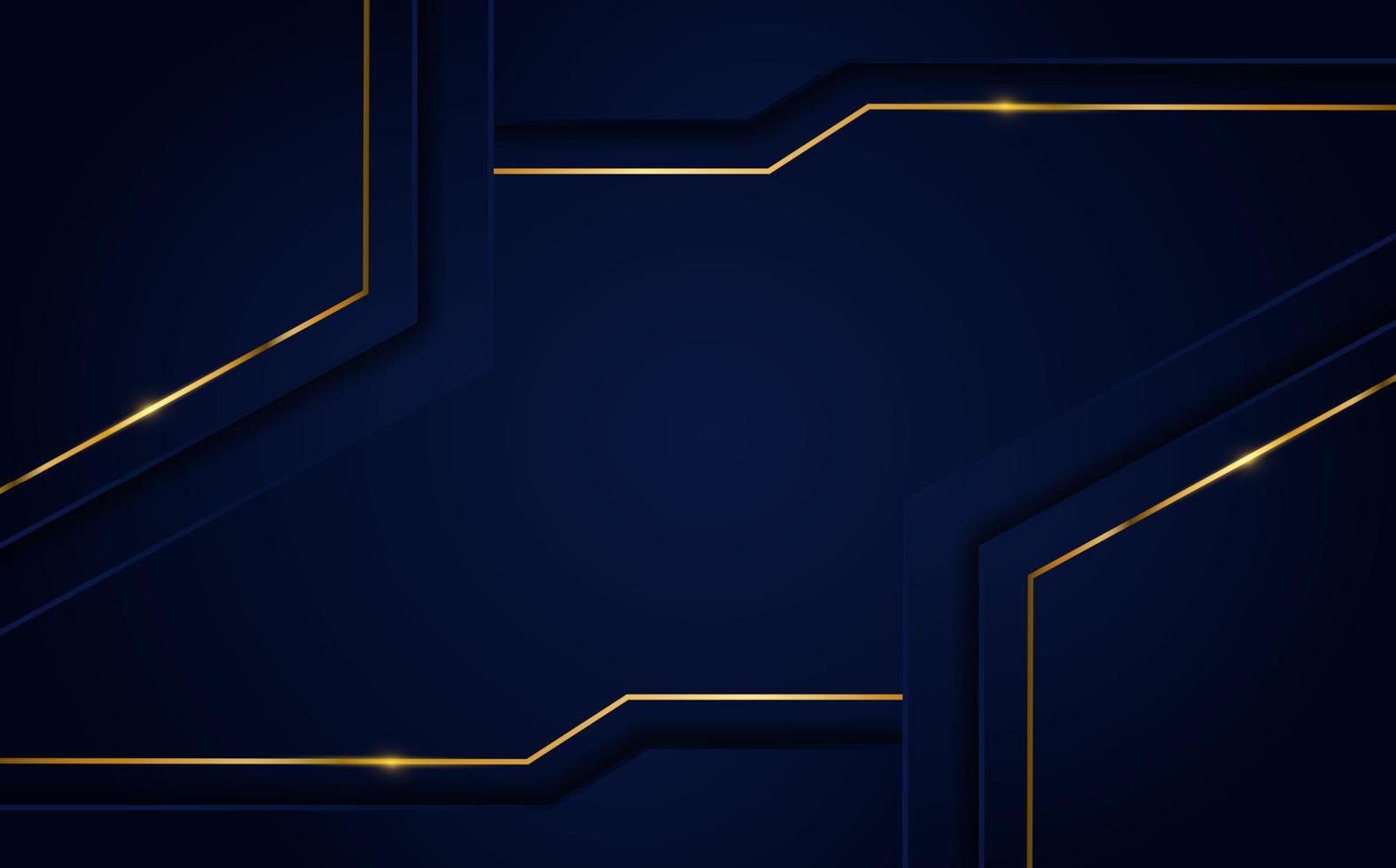 Modern dark blue background with golden lines element. vector