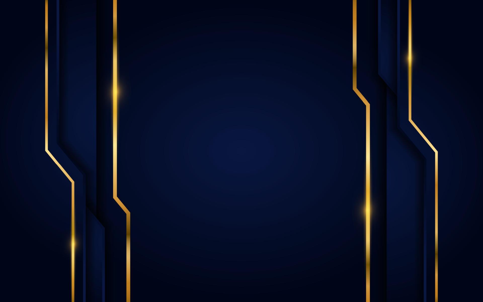 Modern dark blue background with golden lines element. 7169425 Vector