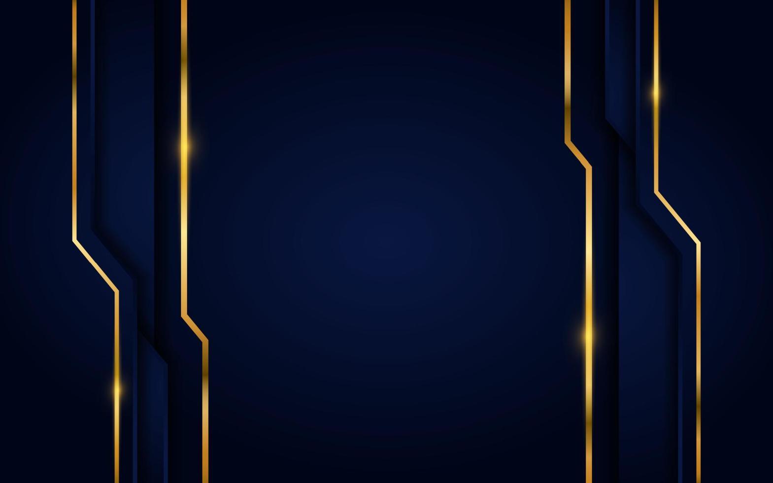Modern dark blue background with golden lines element. vector