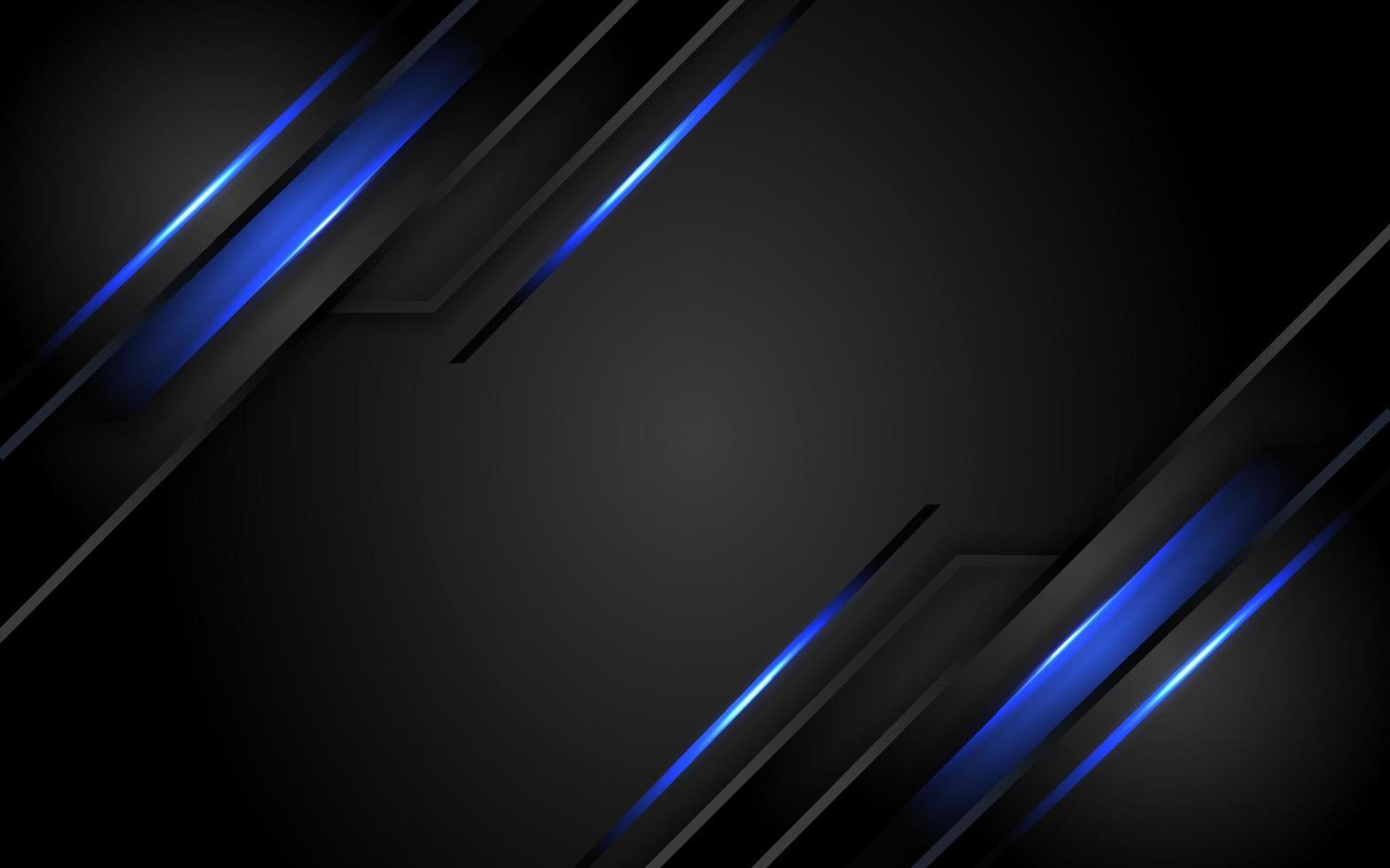 Abstract dark background with blue neon glowing vector