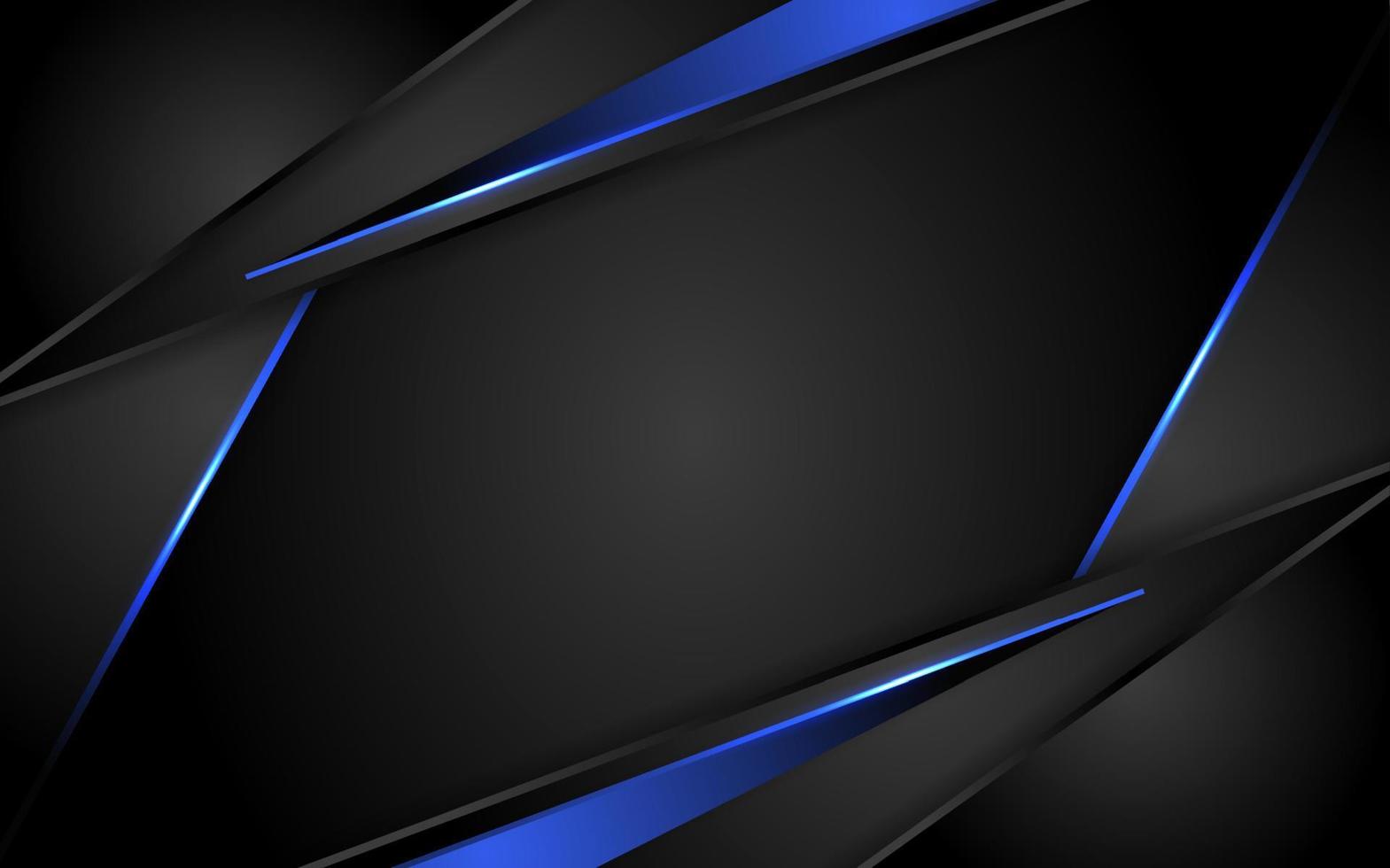 Abstract dark background with blue neon glowing vector