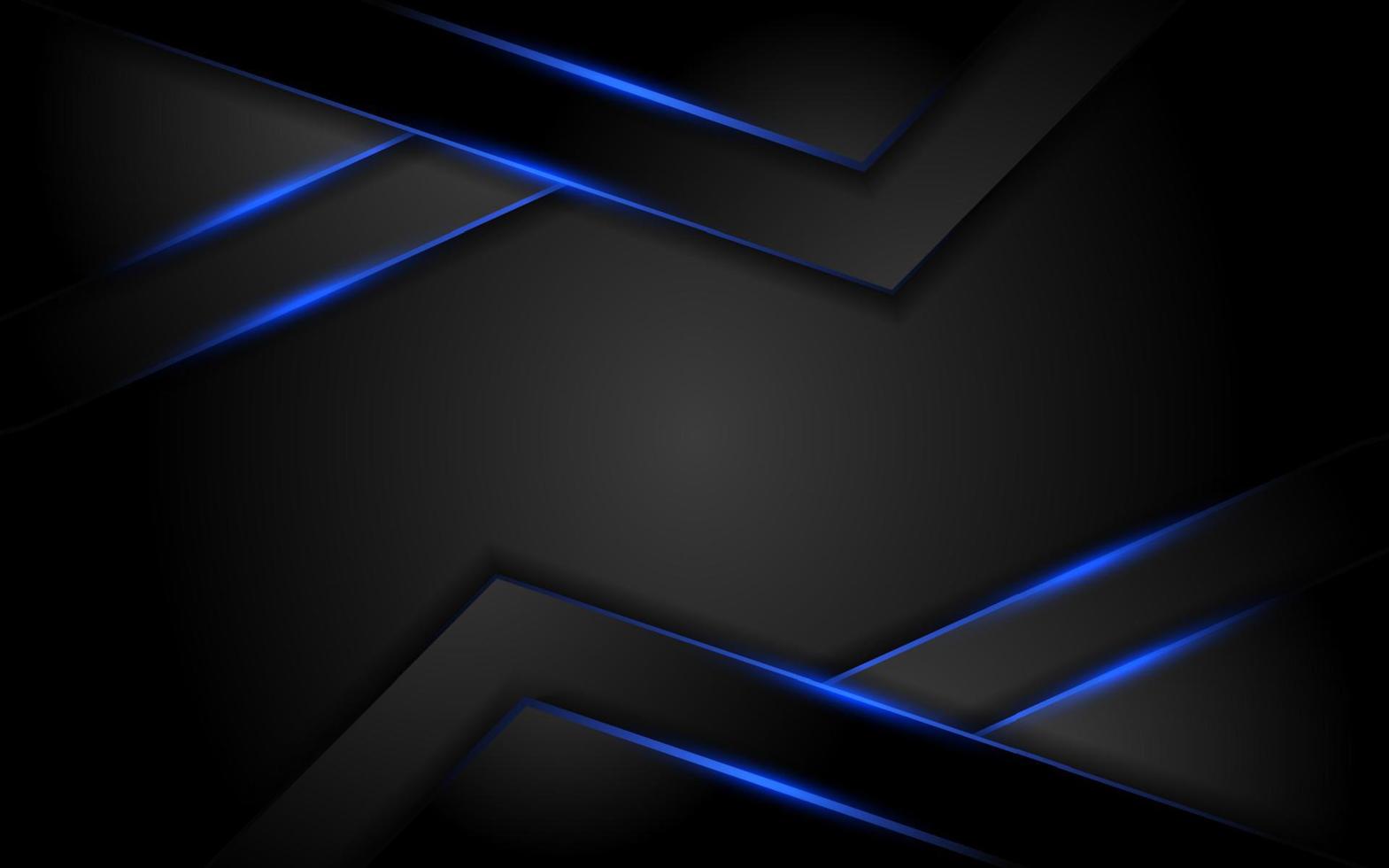 Abstract dark background with blue neon glowing vector